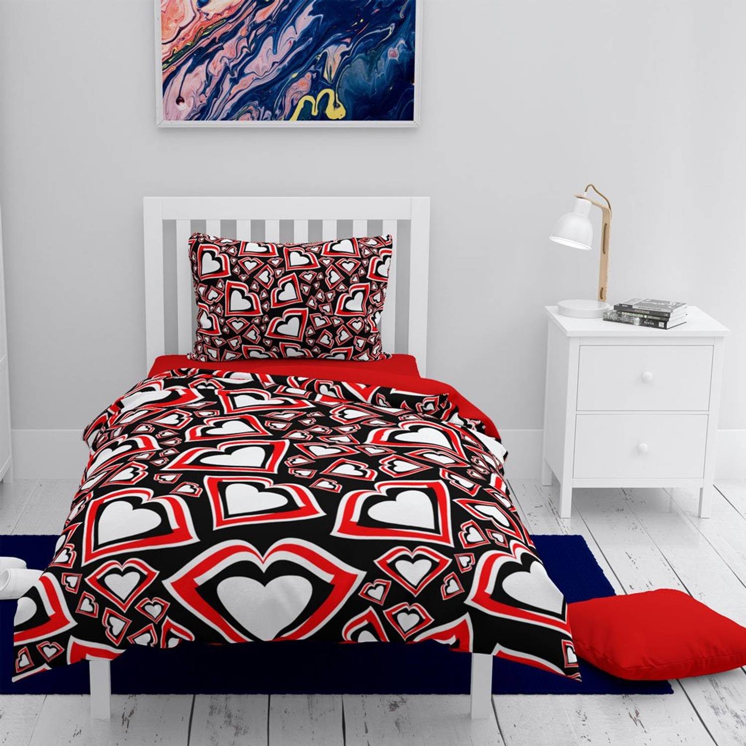 Monohome Heart Lips 3D Cotton Satin Single Duvet Cover Set