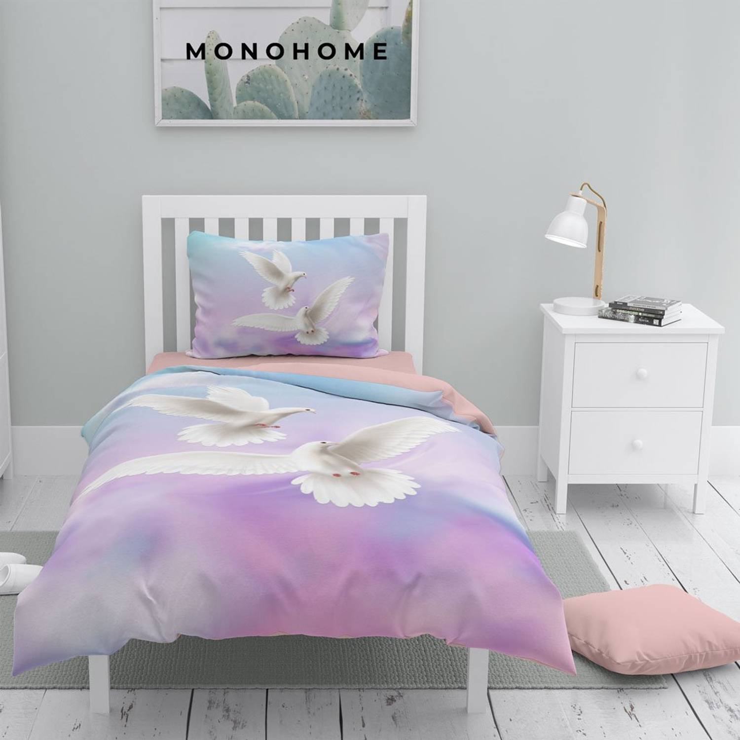 Monohome Pigeon 3D Cotton Satin Single Duvet Cover Set