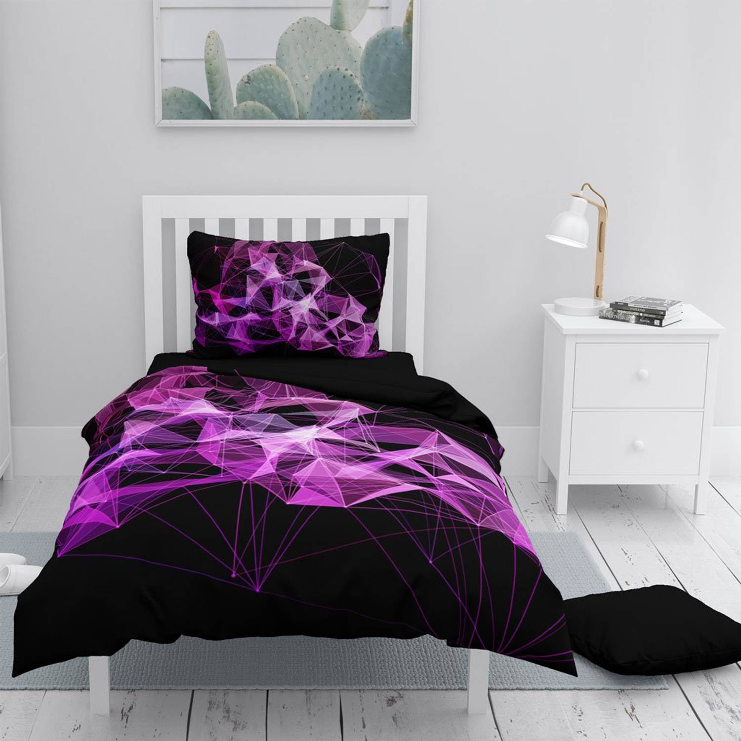 Monohome Purple Diamond 3D Cotton Satin Single Duvet Cover Set