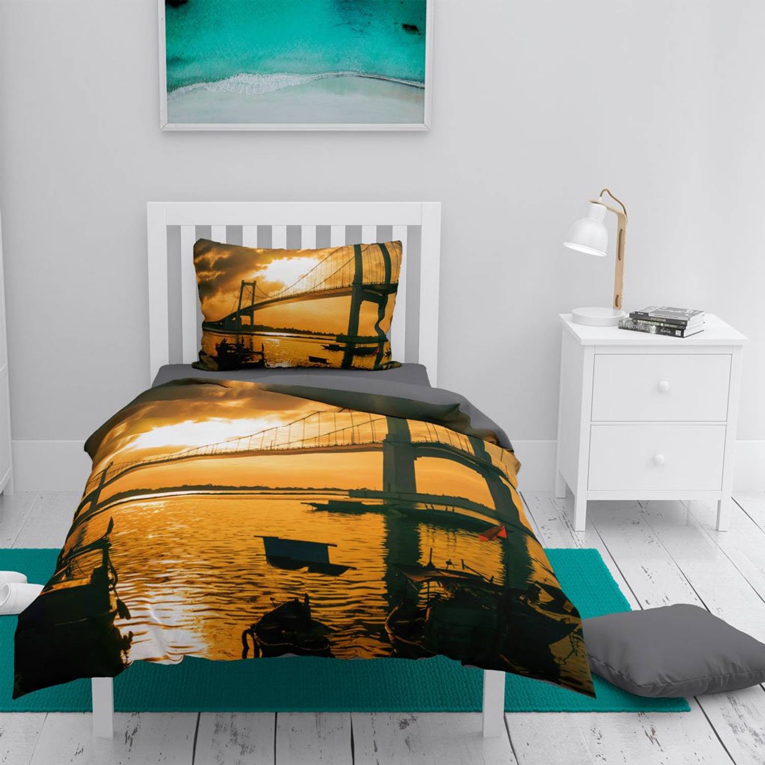 Monohome Bridge 3D Cotton Satin Single Duvet Cover Set