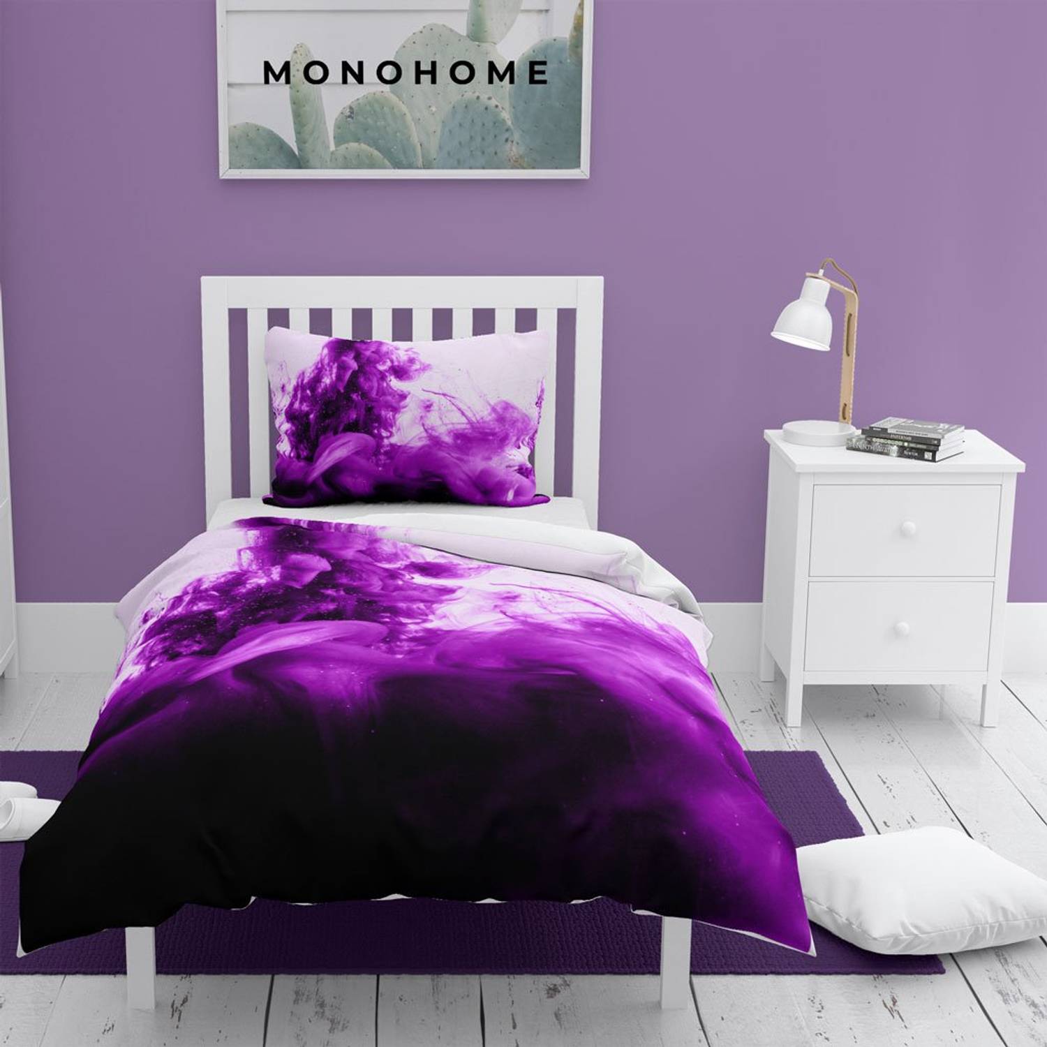 Monohome Purp 3D Pamuk Saten Tek Kişilik Nevresim Takımı