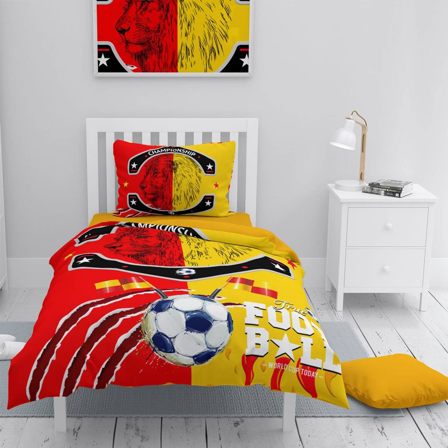 Monohome Red & Yellow 3D Cotton Satin Single Duvet Cover Set