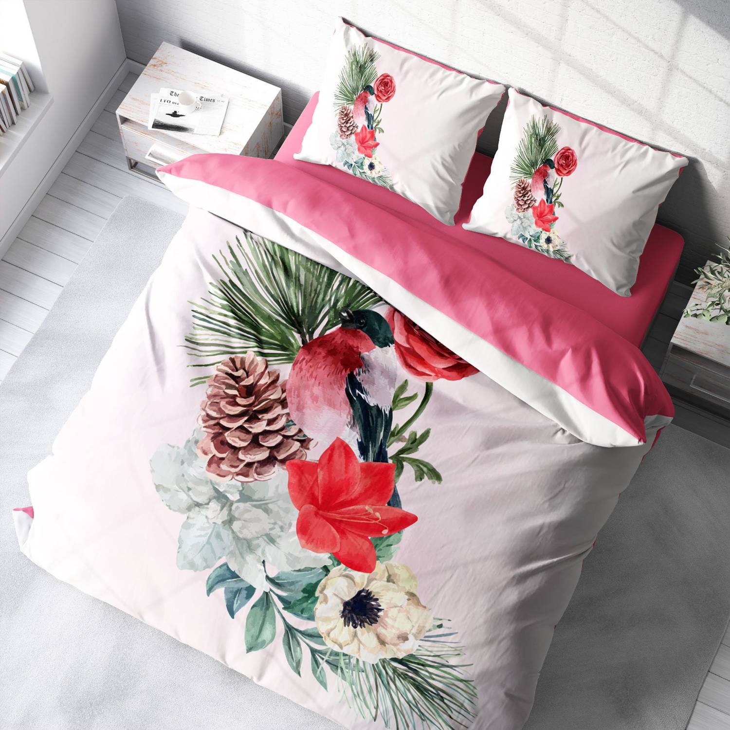 Monohome Small Birdy 3D Cotton Satin Double Duvet Cover Set