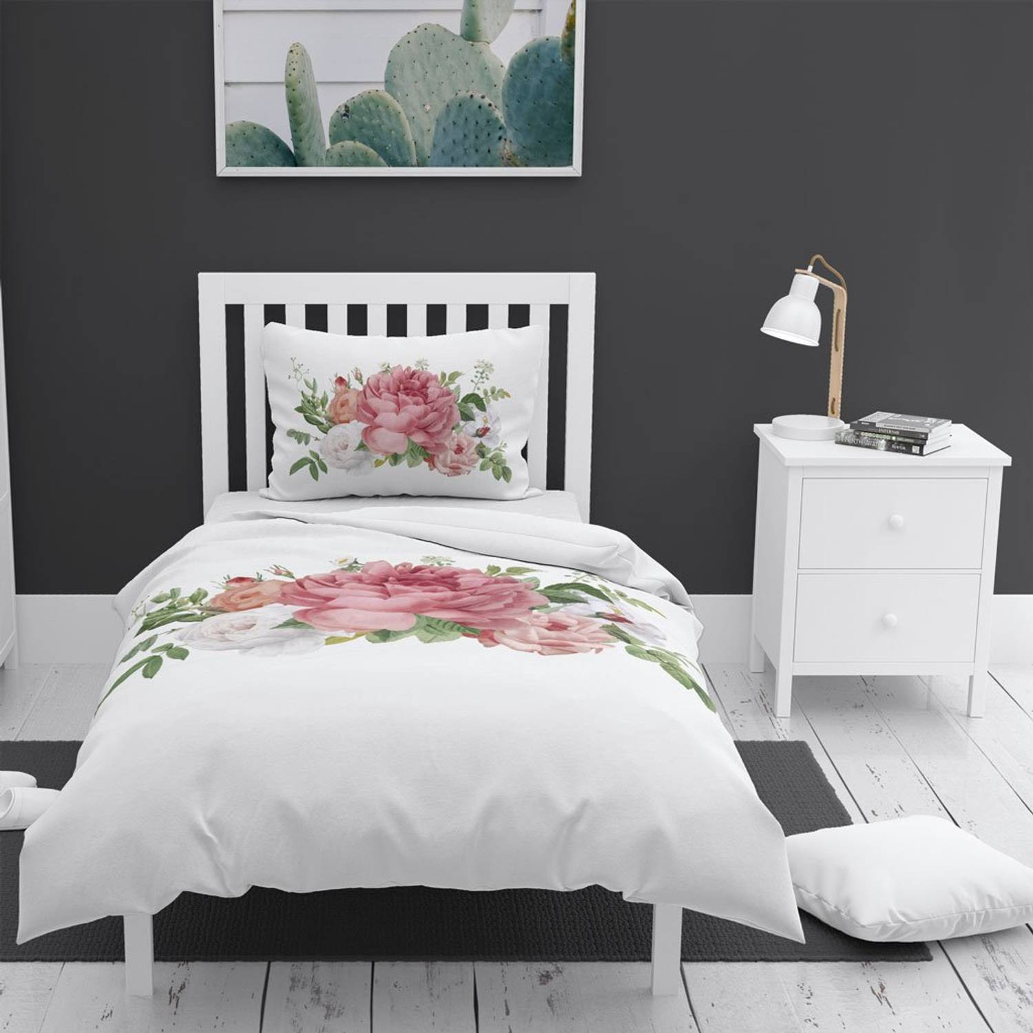 Monohome New Floral 3D Pamuk Saten Tek Kişilik Nevresim Takımı