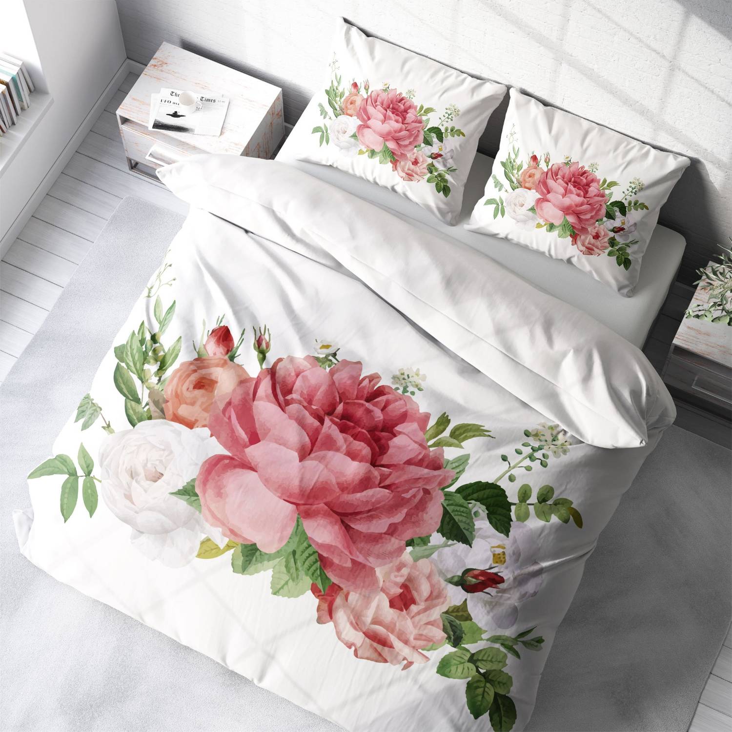 طقم غطاء لحاف مزدوج من الساتان القطني ثلاثي الأبعاد من Monohome جديد