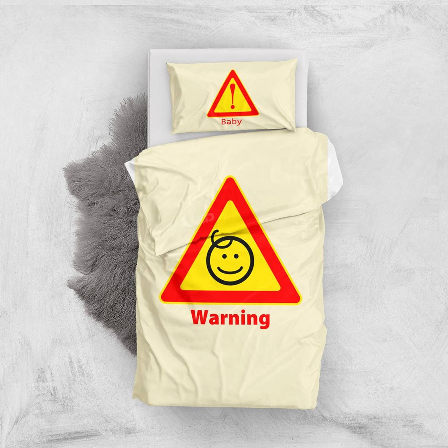 MonoHome Dikkat Bebek Var 3D Pamuk Saten Bebek Nevresim Takımı