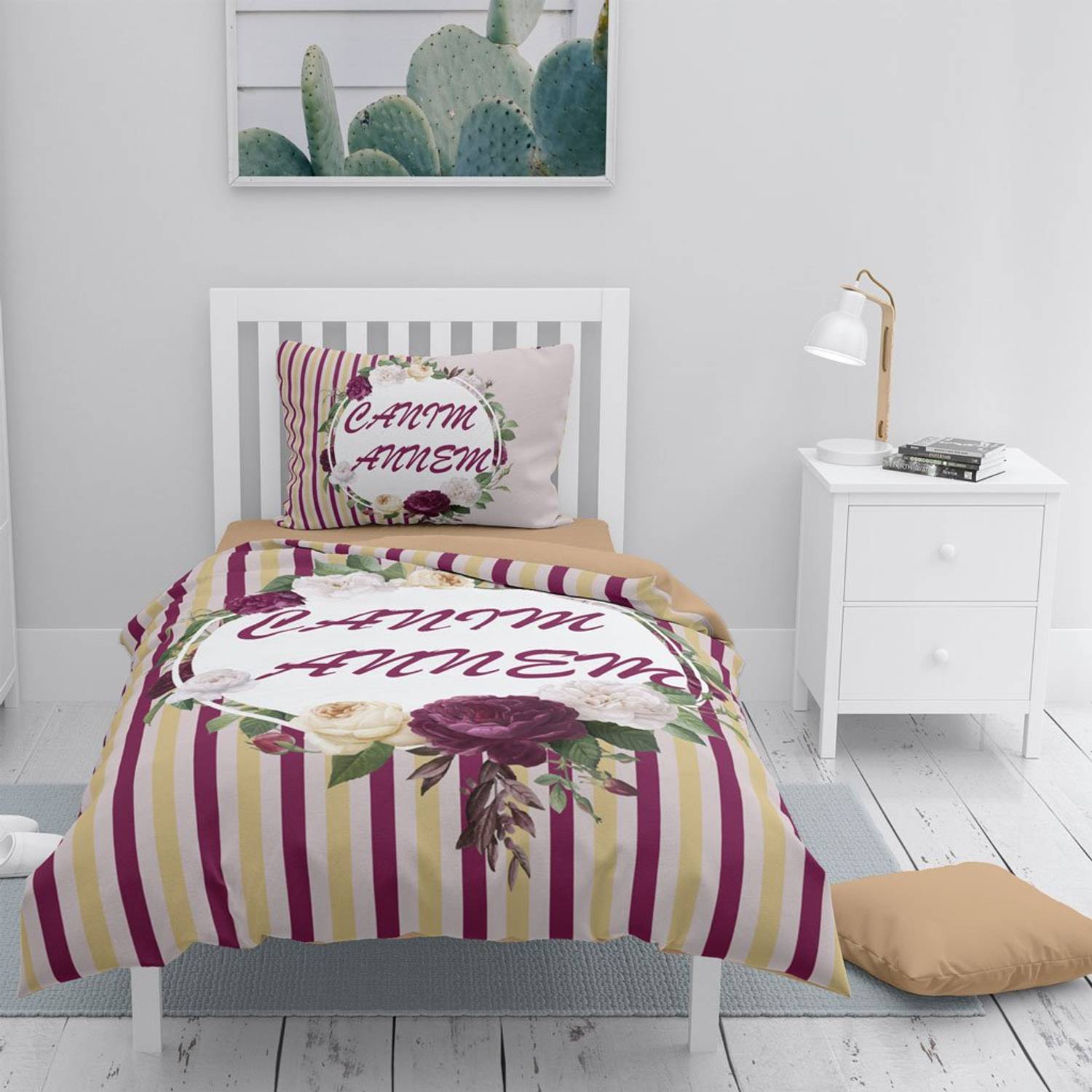 Monohome Anneler Günü IV 3D Pamuk Saten Tek Kişilik Nevresim Takımı