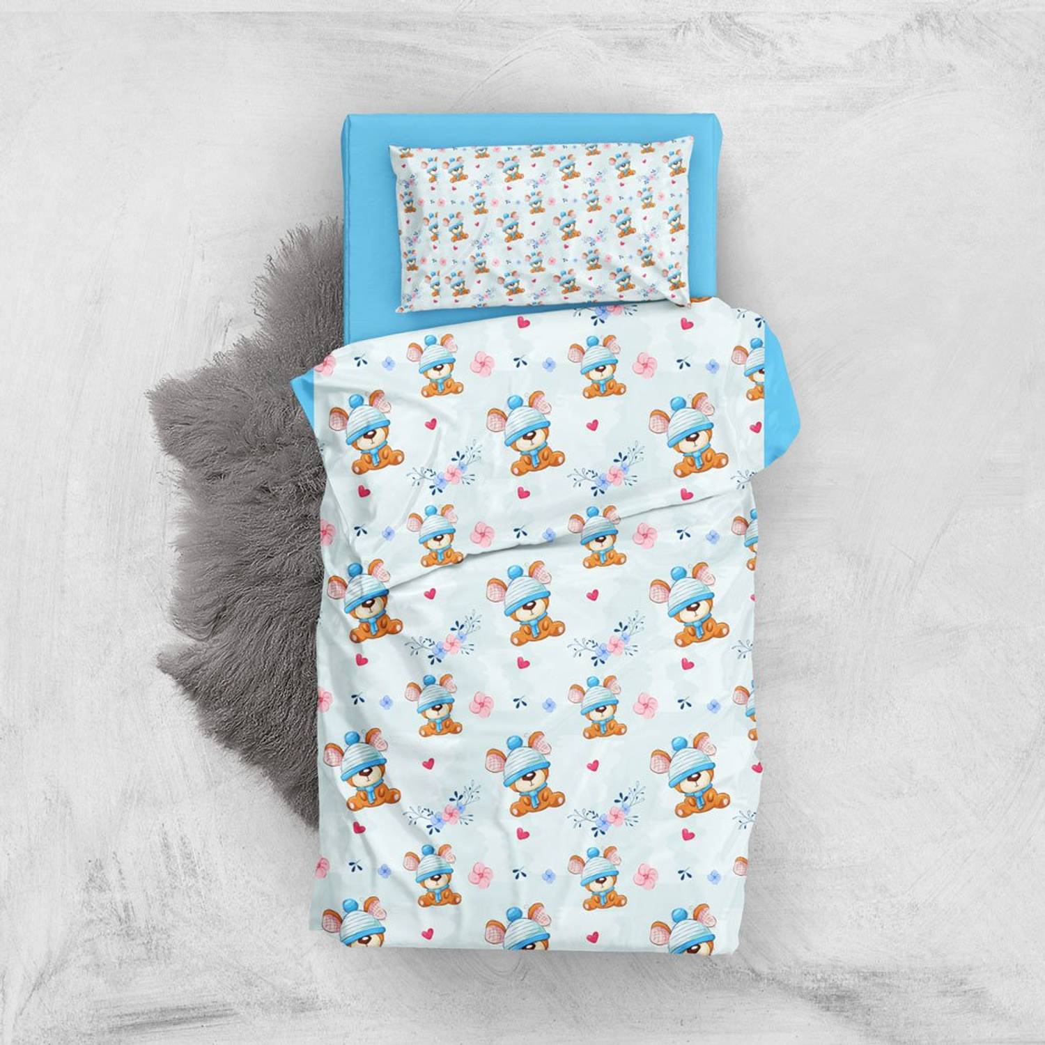 MonoHome Blue Beer 3D Pamuk Saten Bebek Nevresim Takımı