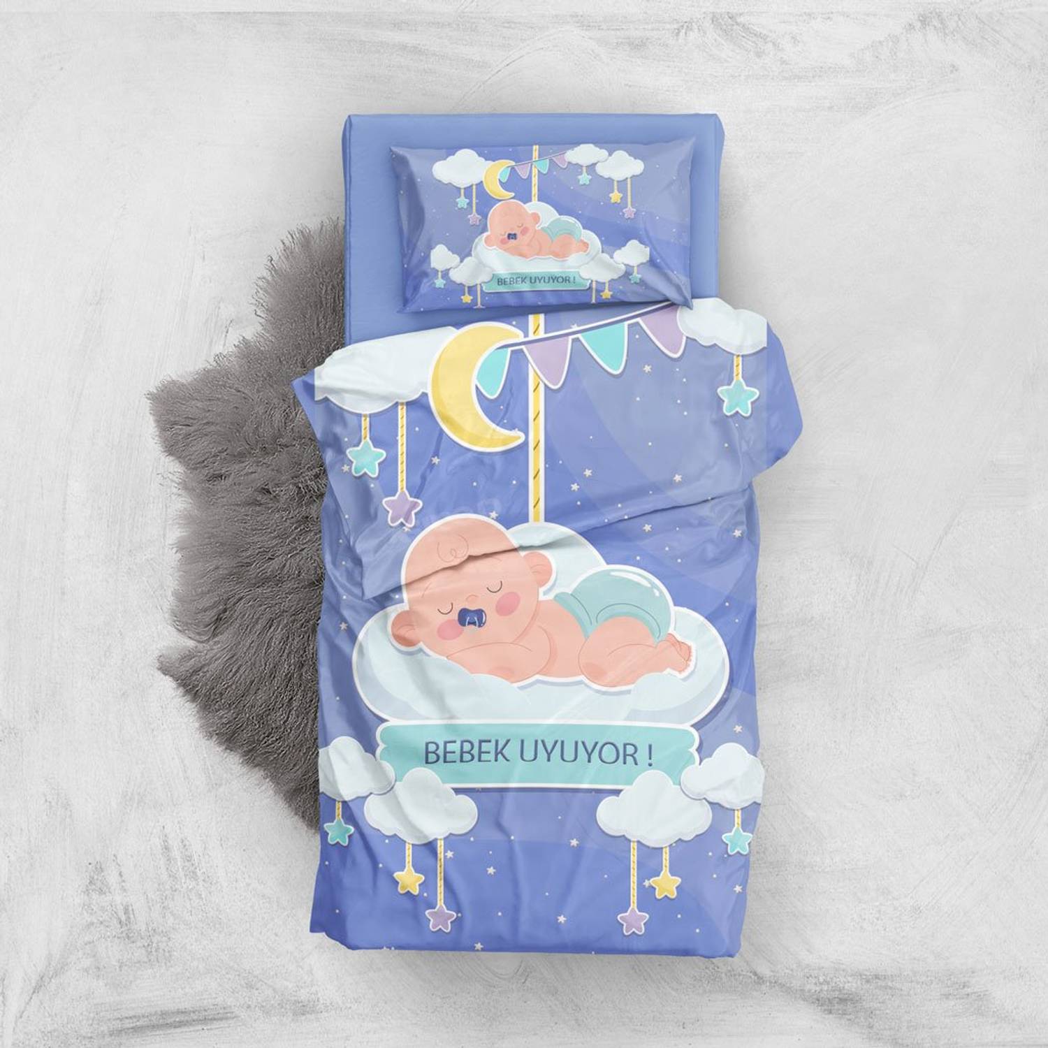 MonoHome Baby Sleeps 3D Cotton Satin Baby Duvet Cover Set