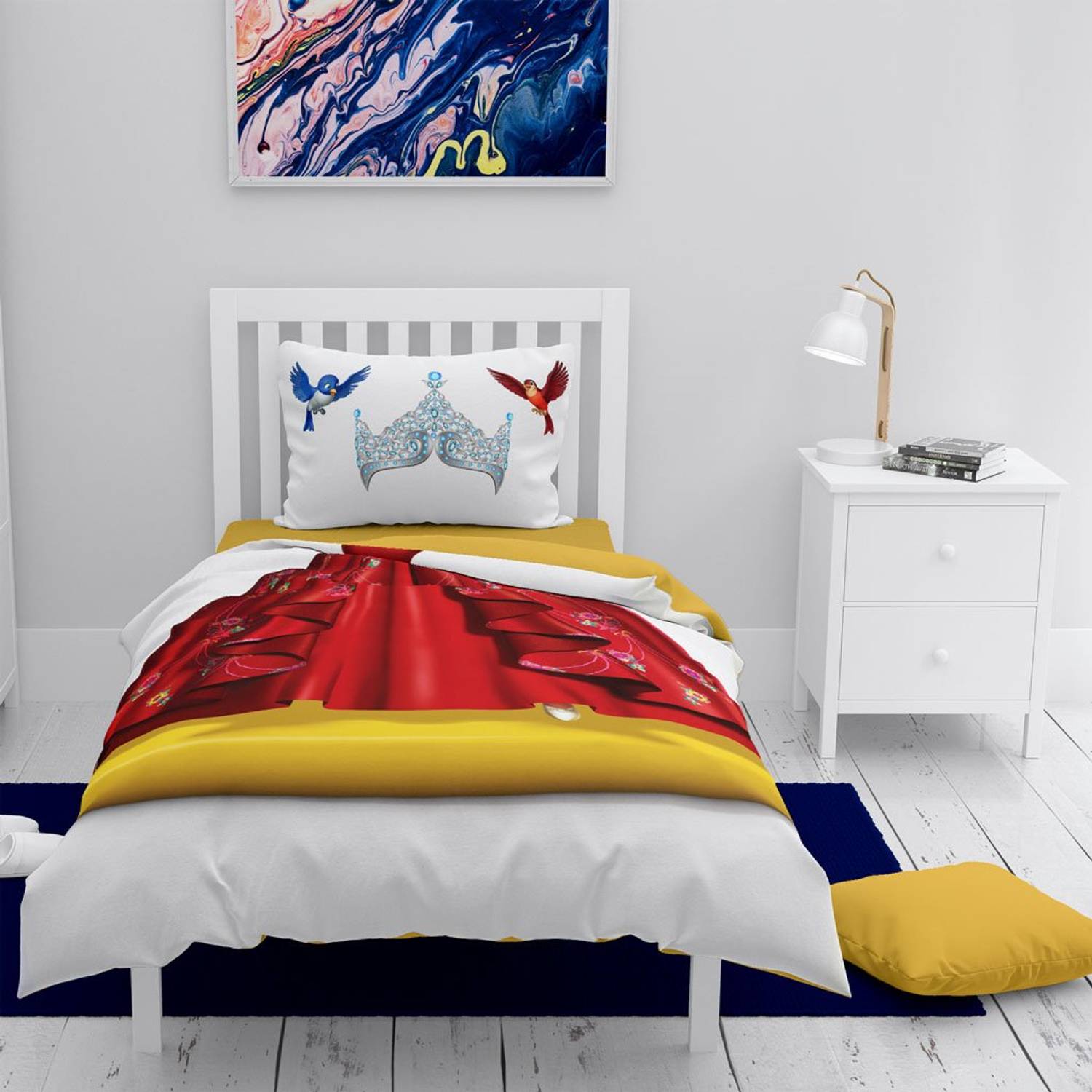 MonoHome Princess of Birds 3D Cotton Satin Kids Duvet Cover Set