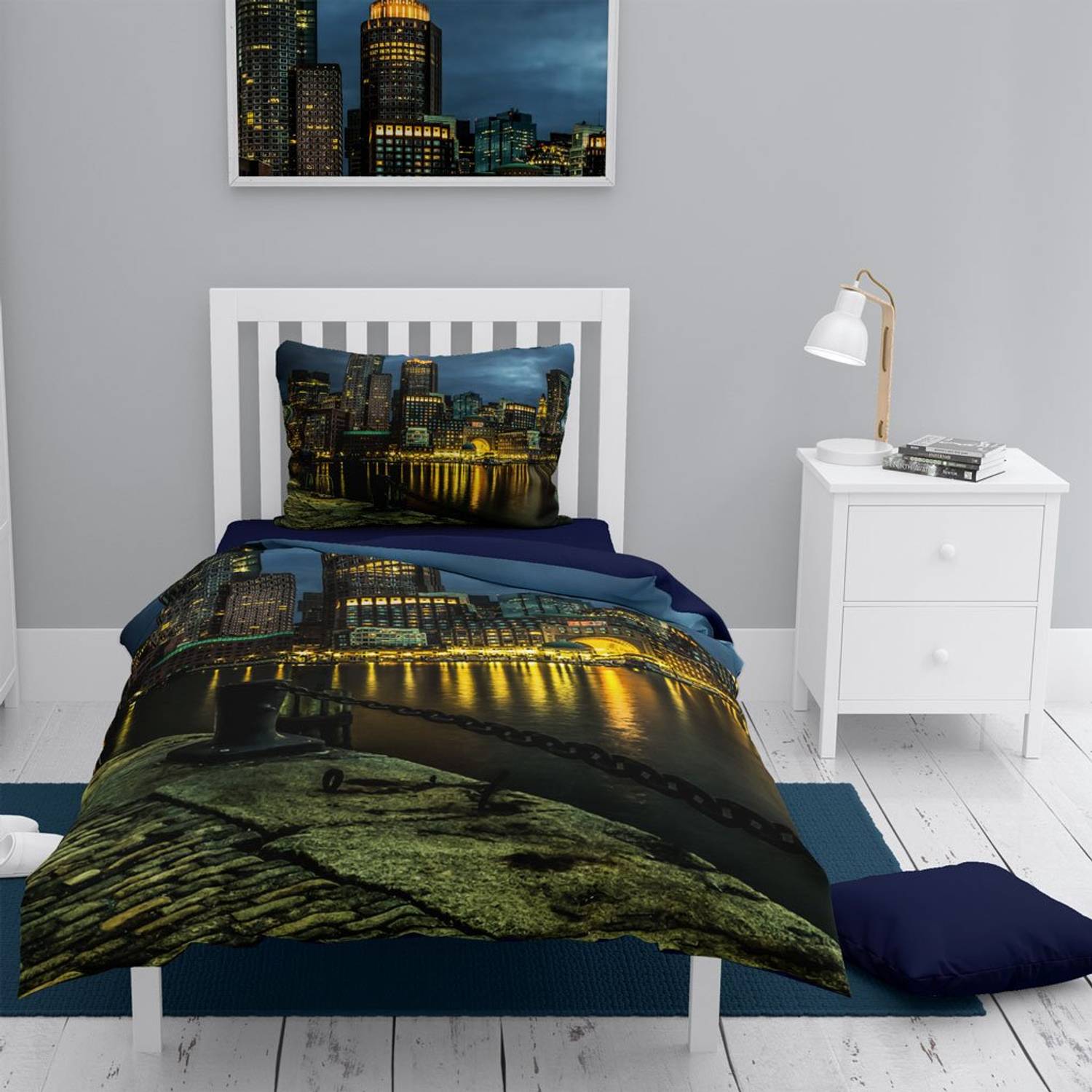 MonoHome Dark City 3D Pamuk Saten Tek Kişilik Nevresim Takımı