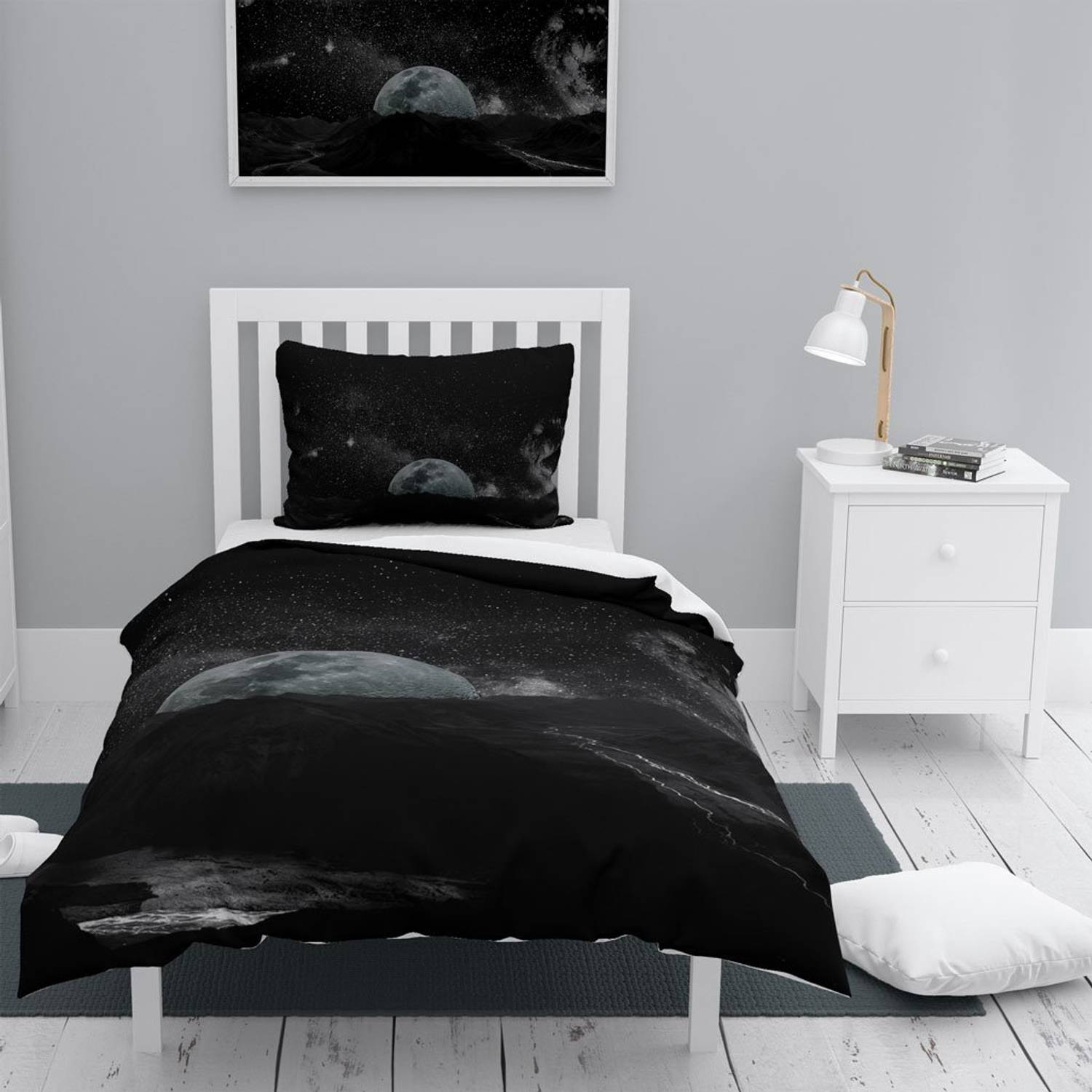 MonoHome Dark Moon 3D Cotton Satin Single Duvet Cover Set