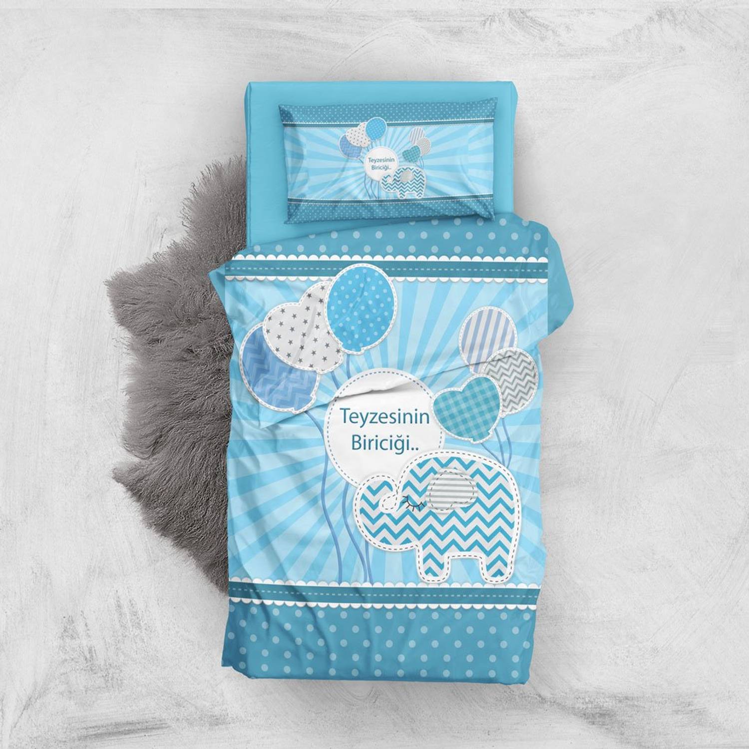MonoHome Teyzesinin Biriciği 3D Pamuk Saten Bebek Nevresim Takımı