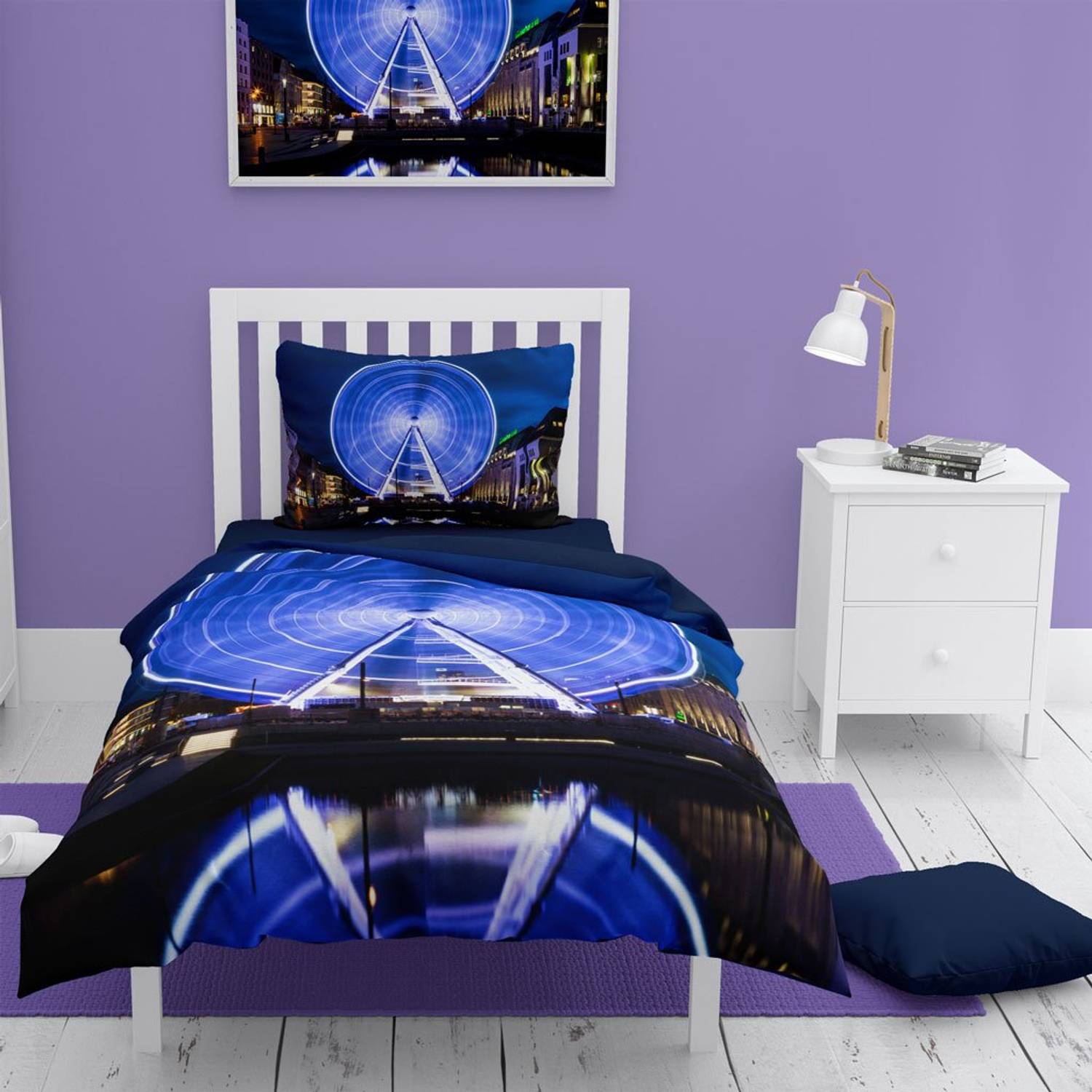 MonoHome London Eye 3D Cotton Satin Single Duvet Cover Set