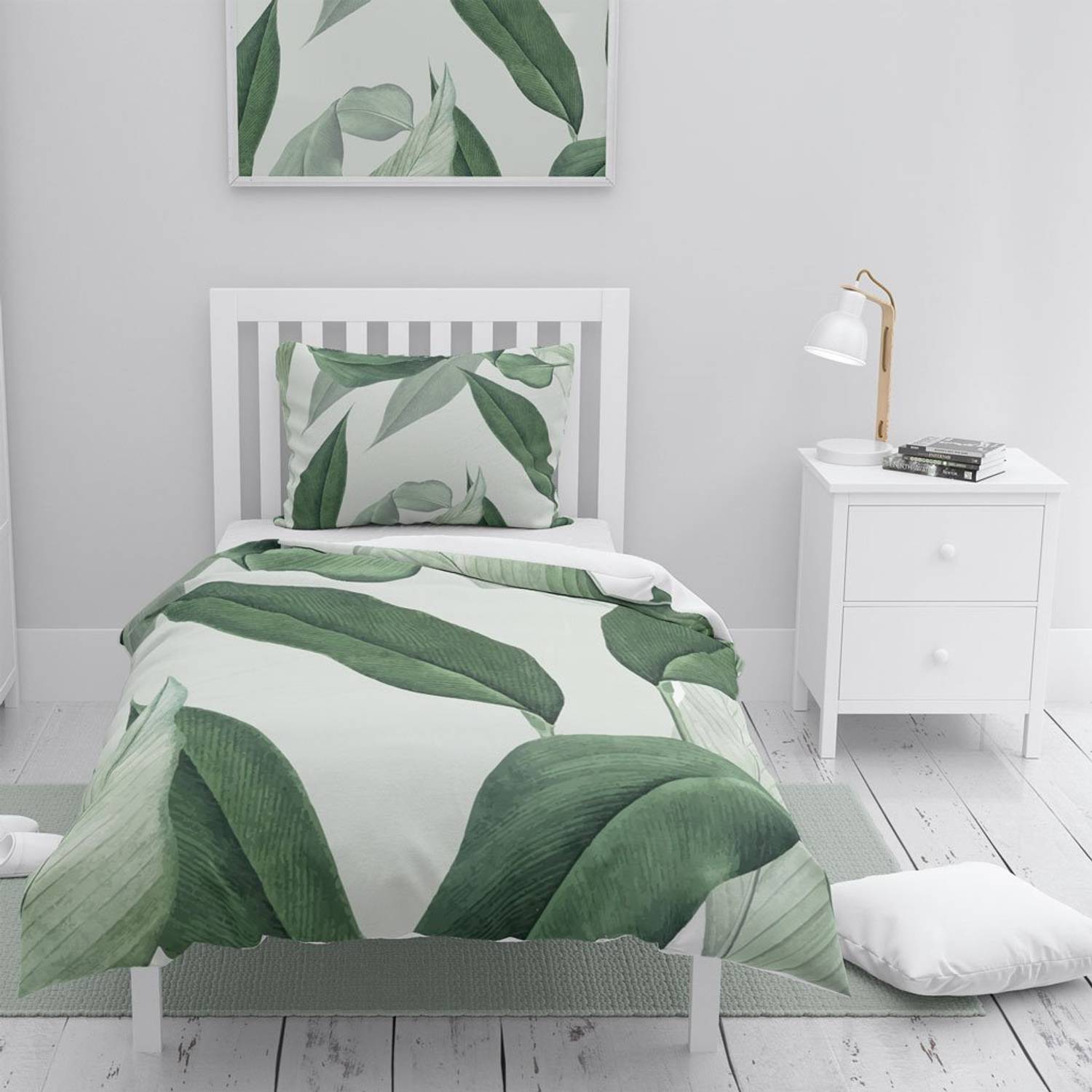 MonoHome GrayGreen 3D Cotton Satin Single Duvet Cover Set
