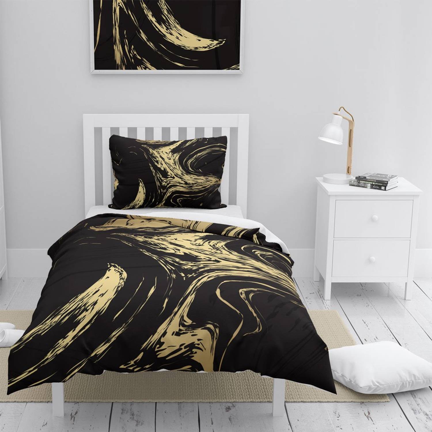 MonoHome Black Design 3D Pamuk Saten Tek Kişilik Nevresim Takımı
