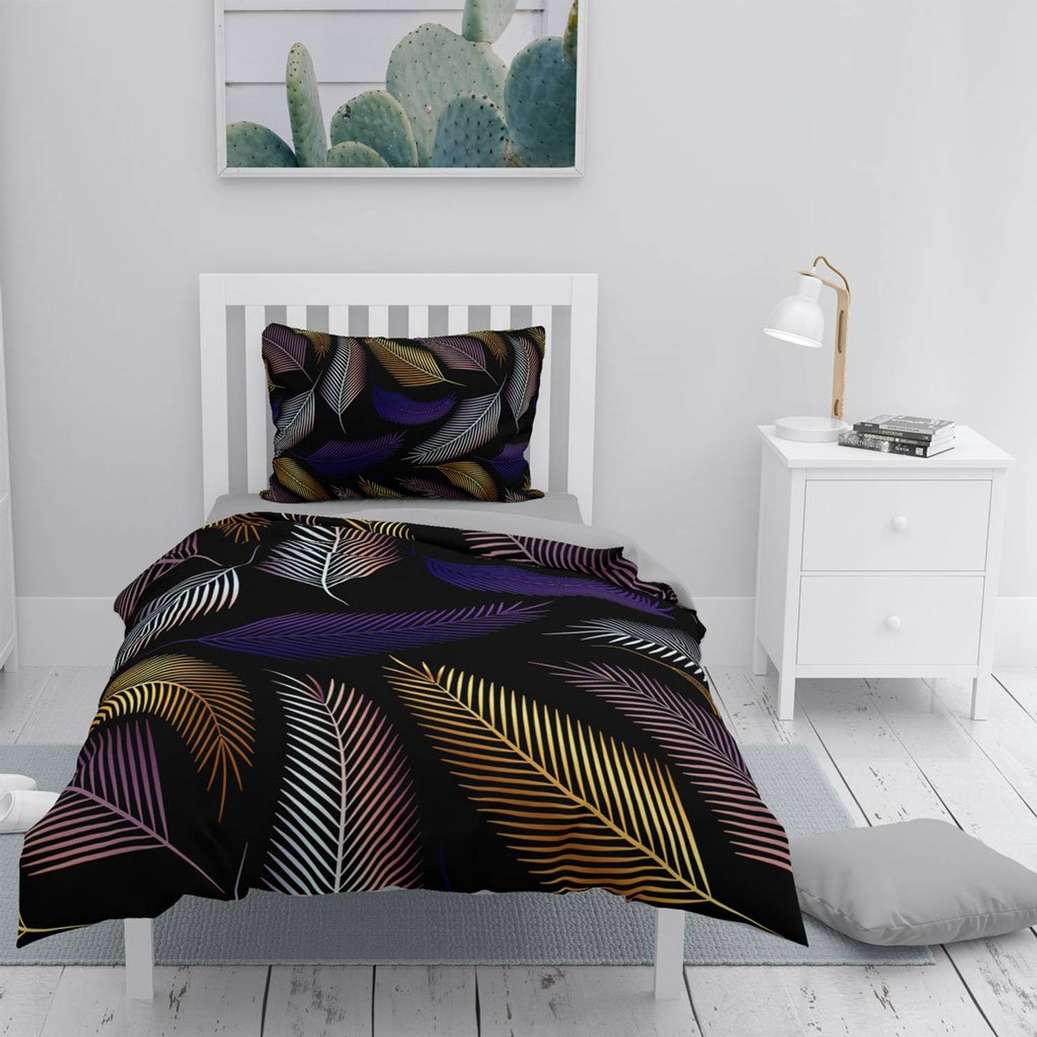 MonoHome Color Leaf 3D Pamuk Saten Tek Kişilik Nevresim Takımı