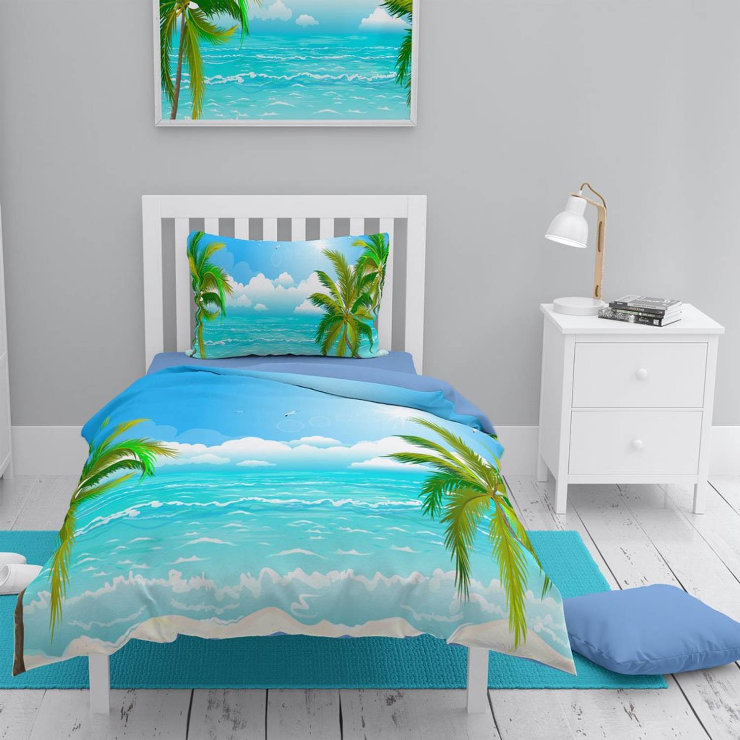 MonoHome Palm 3D Cotton Satin Single Duvet Cover Set