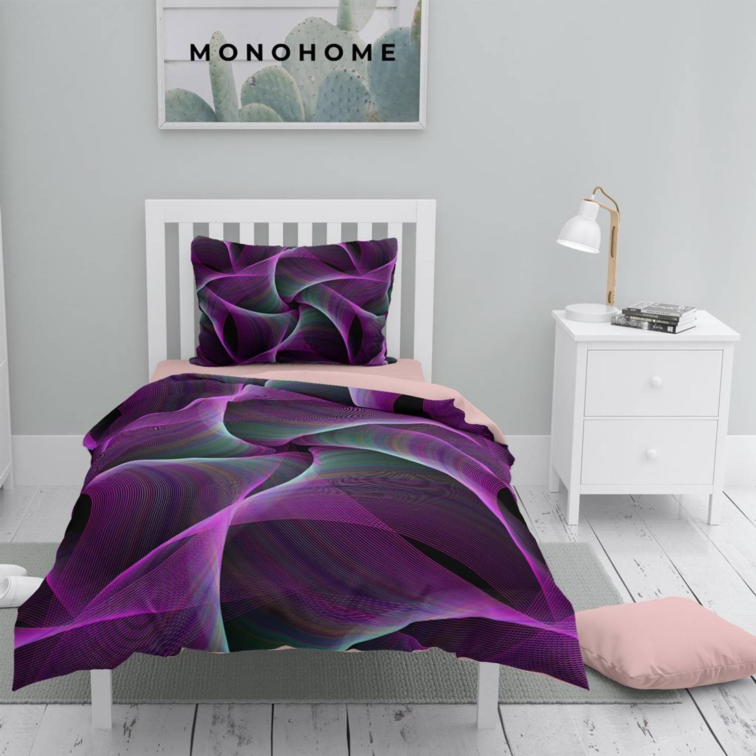 مجموعة غطاء لحاف فردي MonoHome Mandala 3 ثلاثية الأبعاد من القطن الساتان