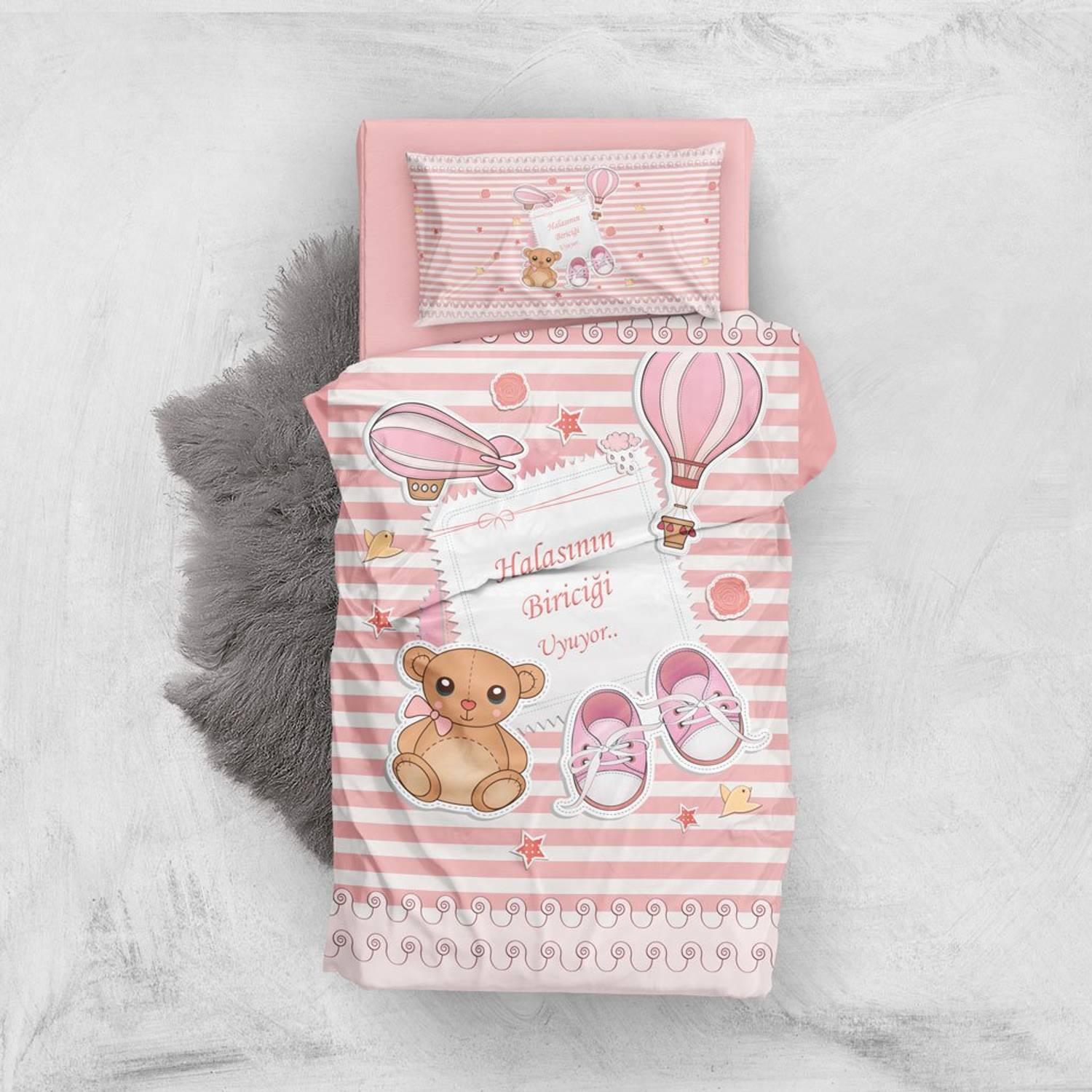 MonoHome Halasının Biriciği 3D Pamuk Saten Bebek Nevresim Takımı
