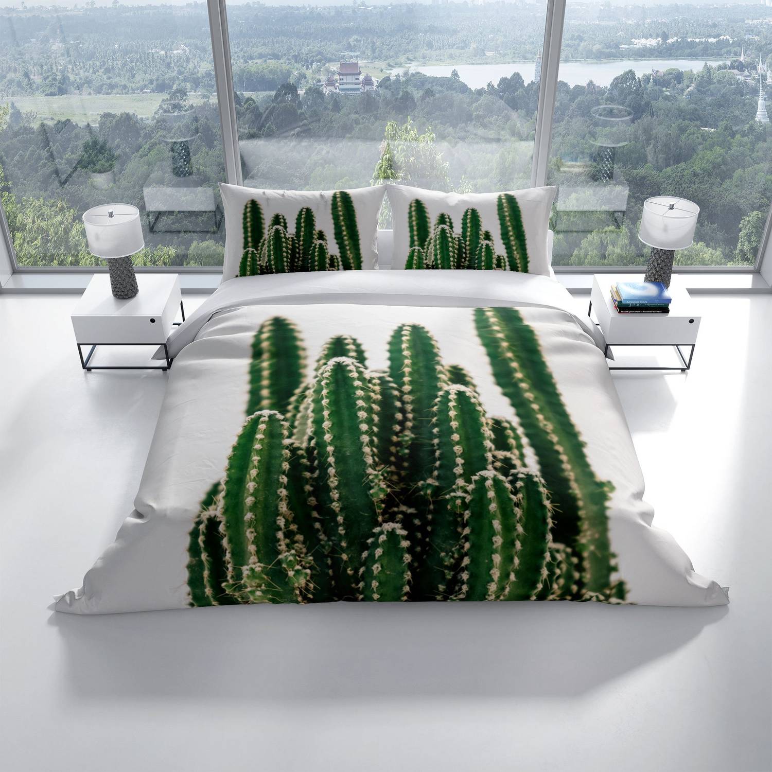 Cattleya Cactus 3D Cotton Satin Double Duvet Cover Set
