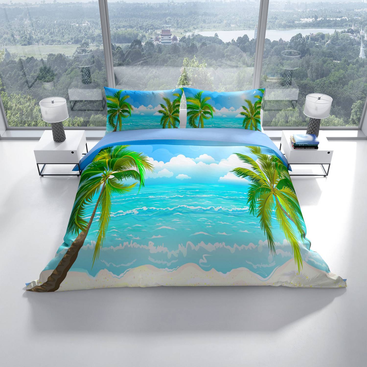 Cattleya Palm 3D Pamuk Saten Çift Kişilik Nevresim Takımı