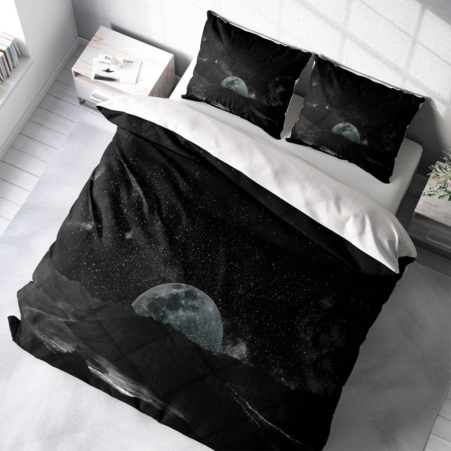 MonoHome Dark Moon 3D Cotton Satin Double Duvet Cover Set