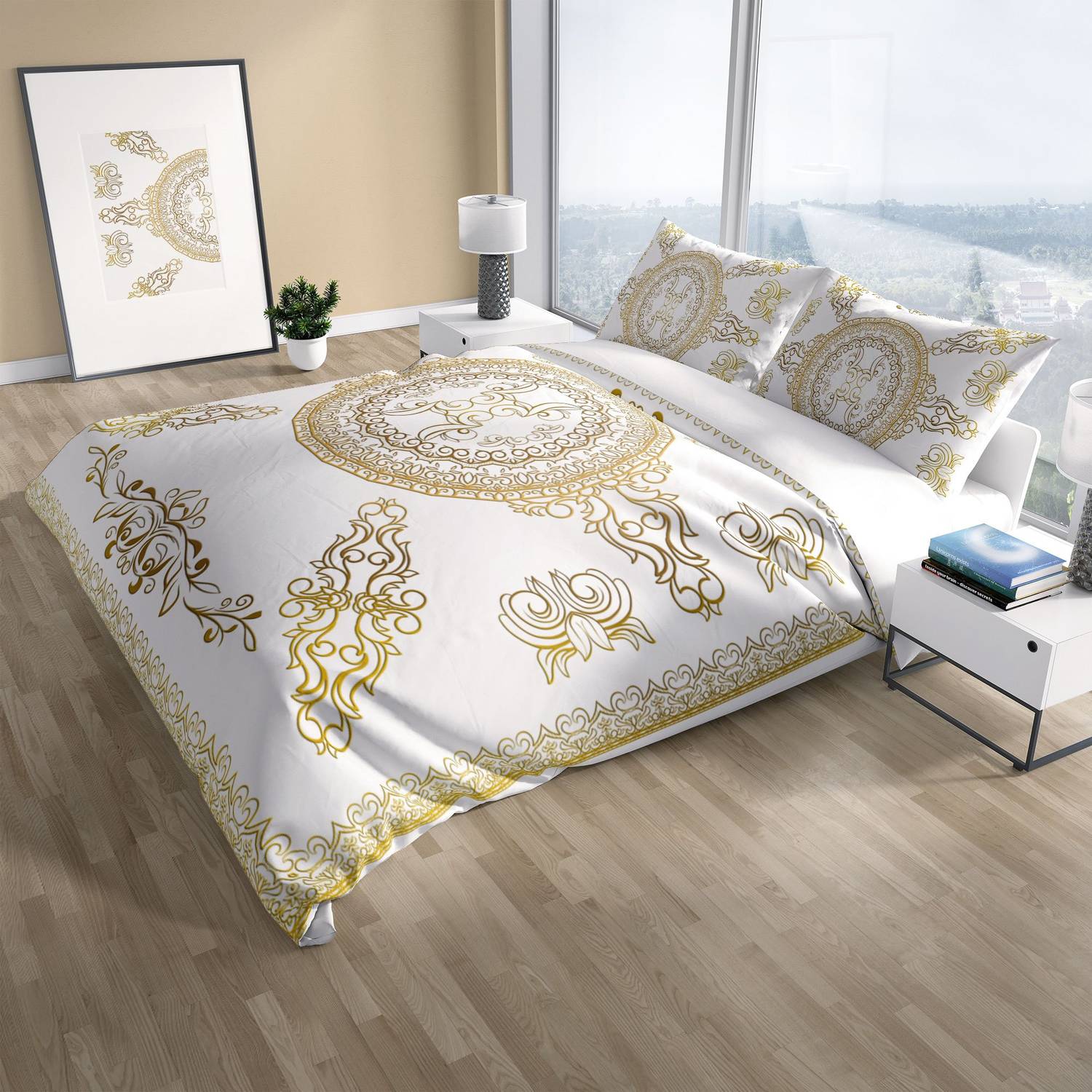 PerlaSera Baraque 3D Cotton Satin Double Duvet Cover Set