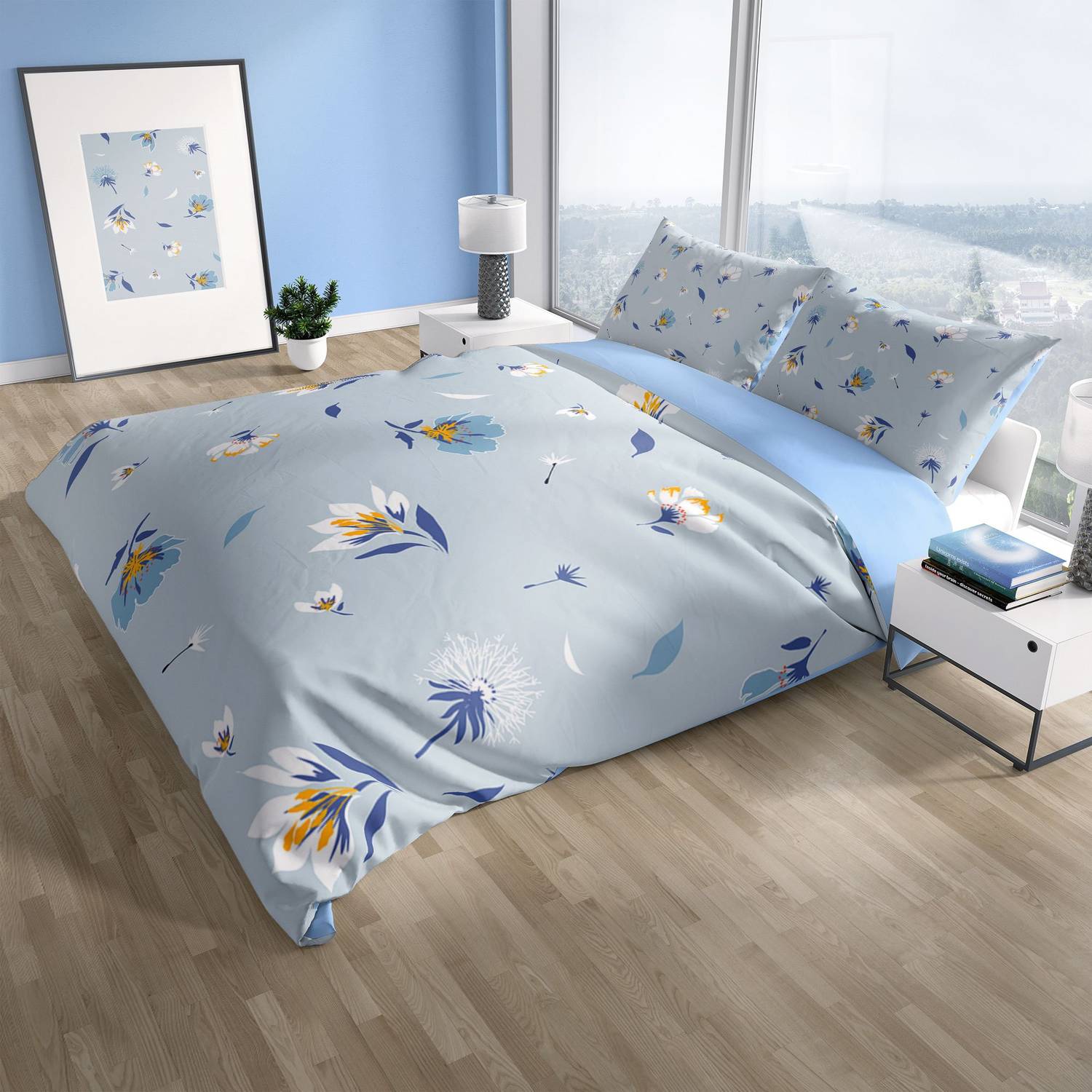PerlaSera Flower Dance 3D Cotton Satin Double Duvet Cover Set