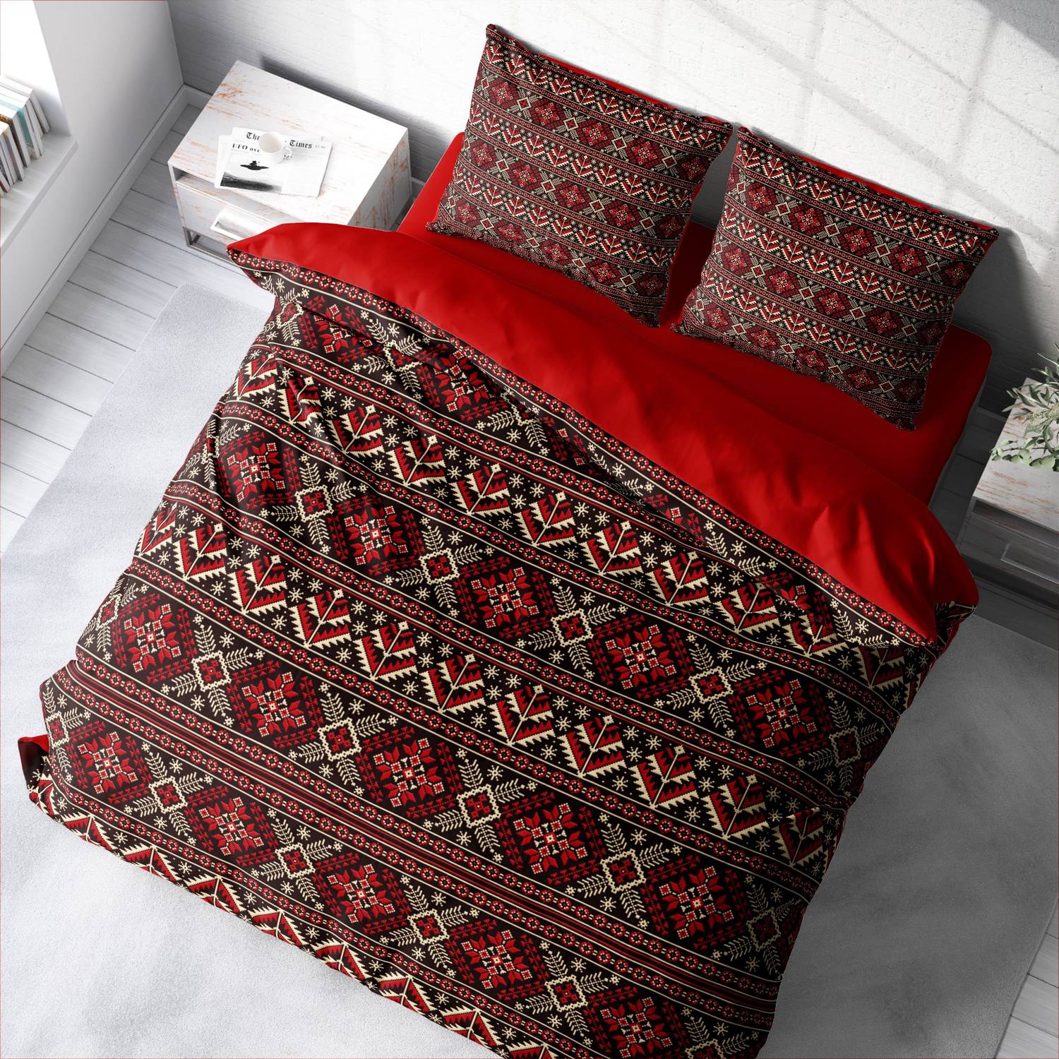 Комплект постельного белья MonoHome Old Design 3D из сатинового хлопка для двуспальной кровати, размер 200x220 см, яркие цвета, высокое качество