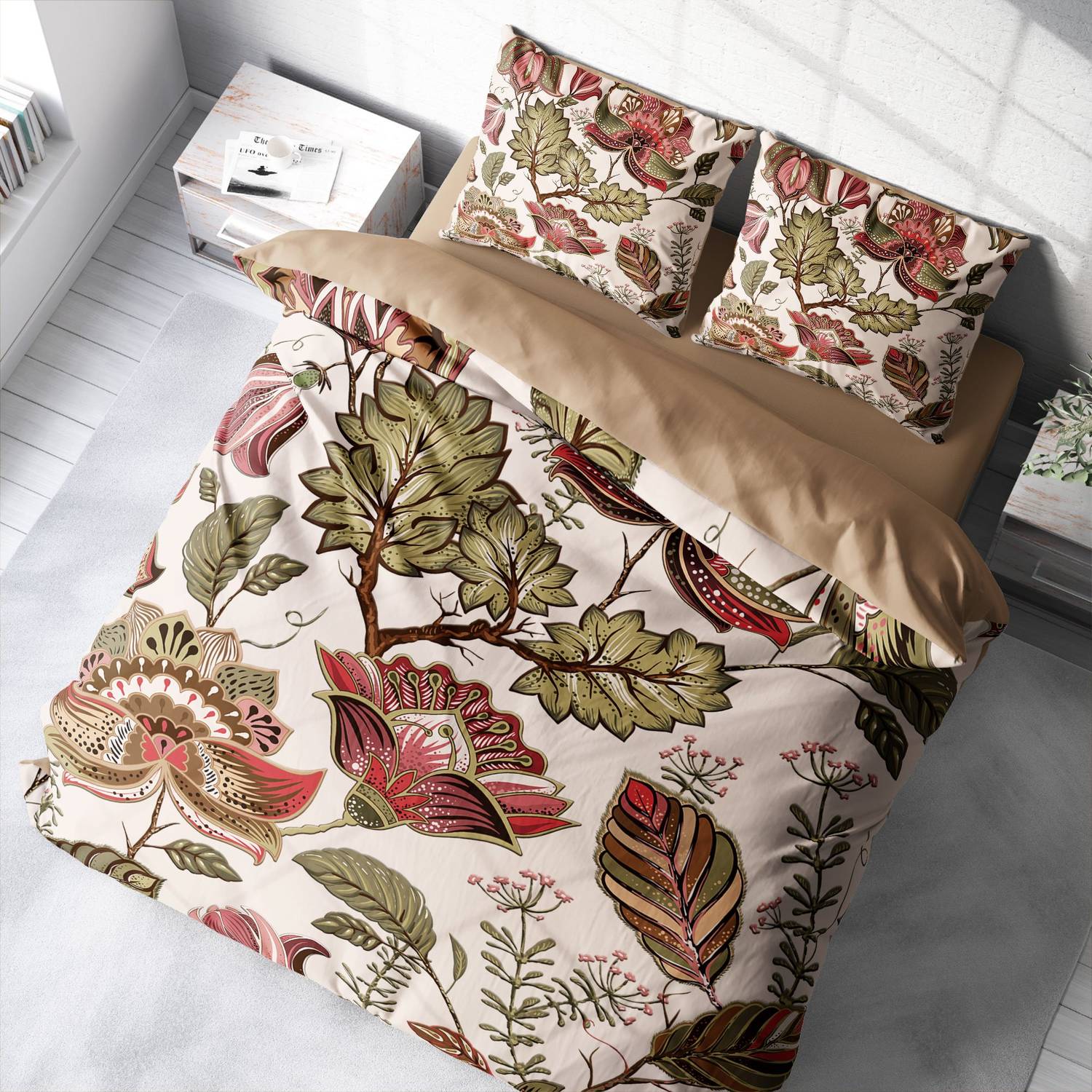 طقم غطاء لحاف مزدوج من الساتان القطني MonoHome Mimosa 3D