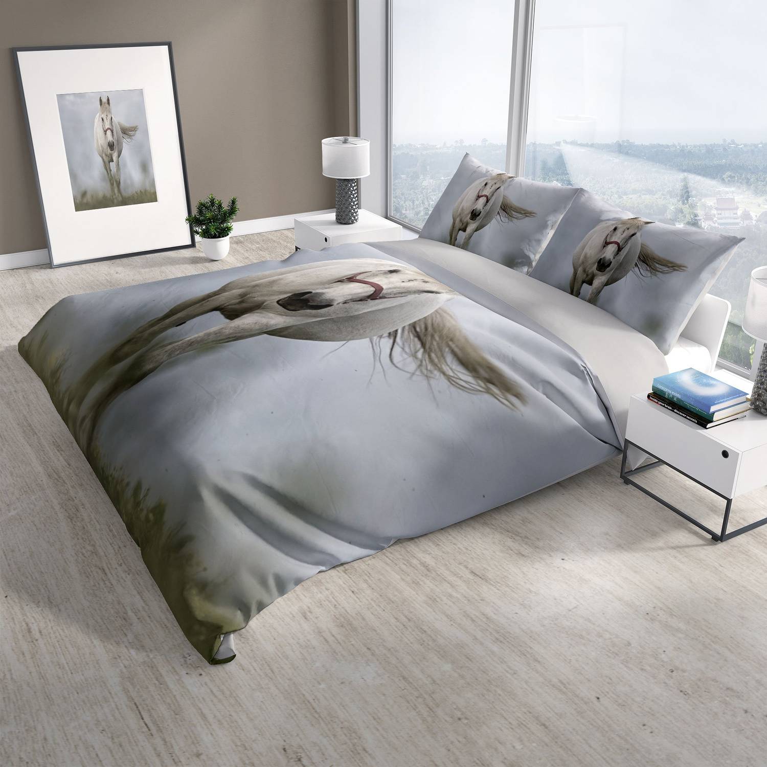 Cattleya Horse 3D Cotton Satin Double Duvet Cover Set