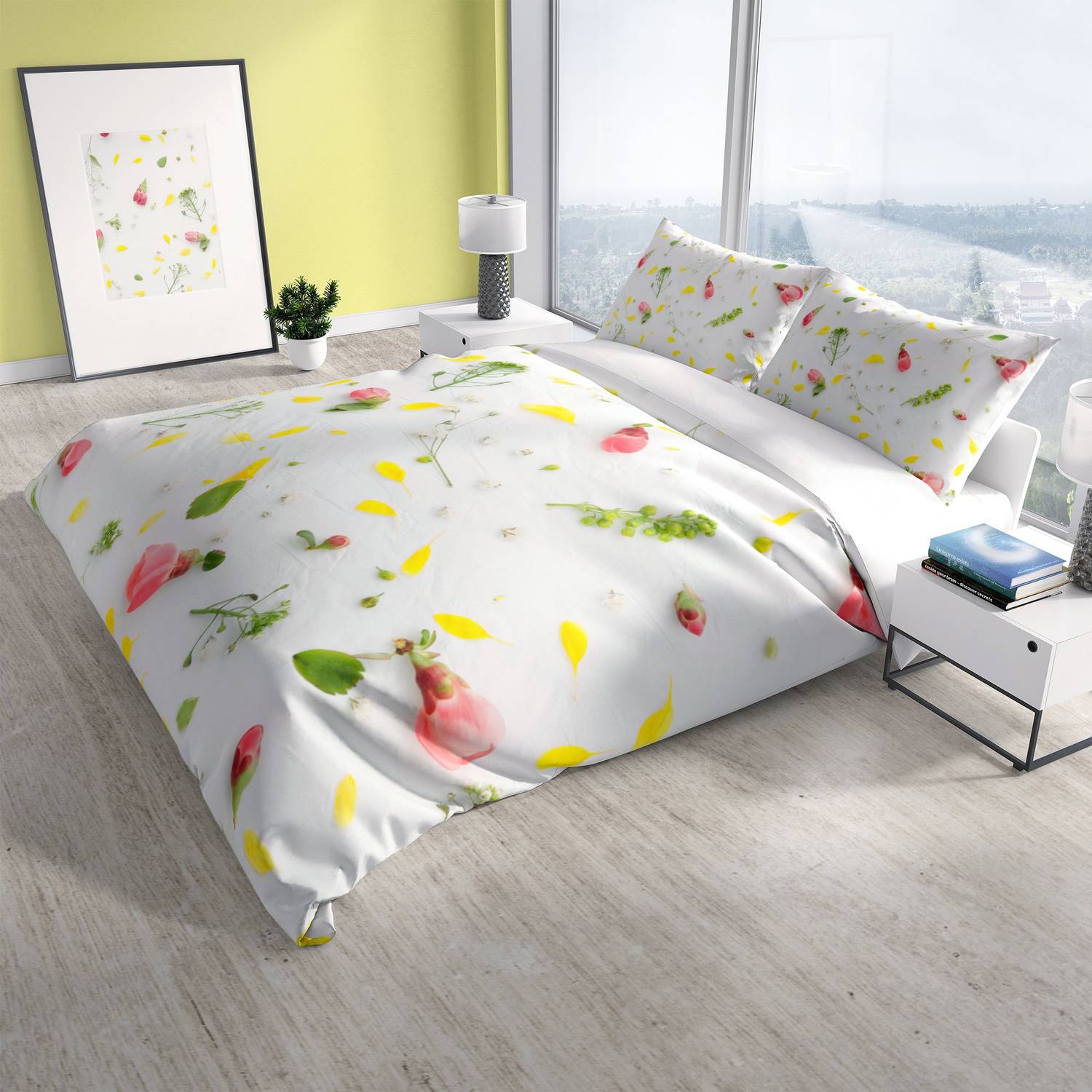Комплект постільної білизни Cattleya Garden 3D з бавовняного сатину для двоспального ліжка, живі кольори, комфортний матеріал, розмір 200x220 см
