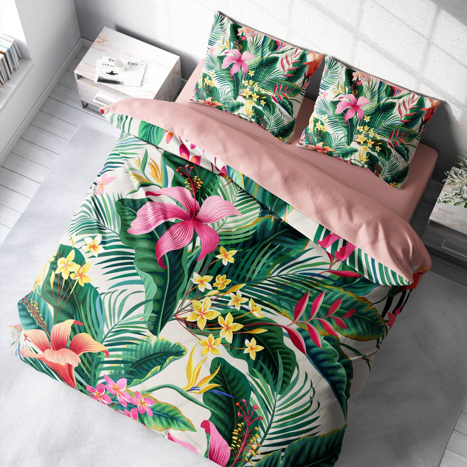 Комплект постельного белья MonoHome Lily 3D из сатина и хлопка, двуспальный, 200x220 см, яркие цвета, высокое качество, антискользкое и воздухопроницаемое