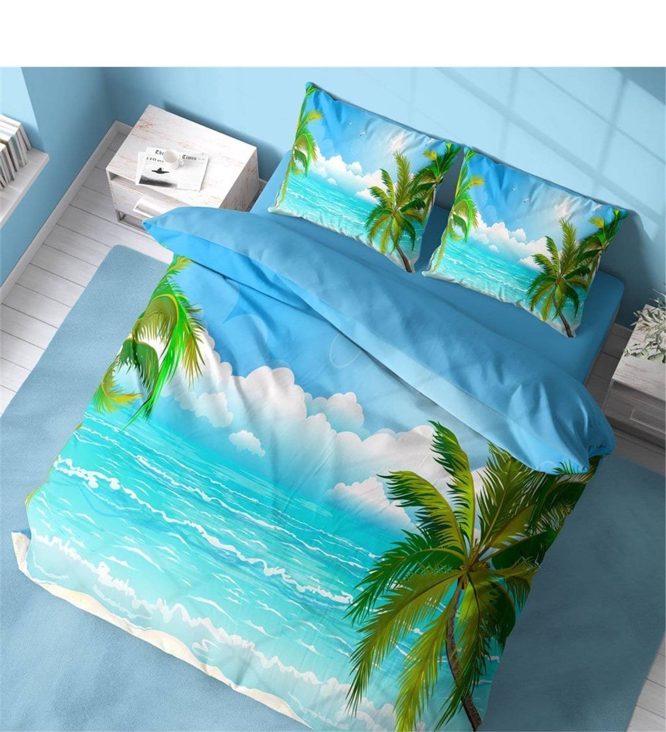 MonoHome Palm 3D Cotton Satin Double Duvet Cover Set