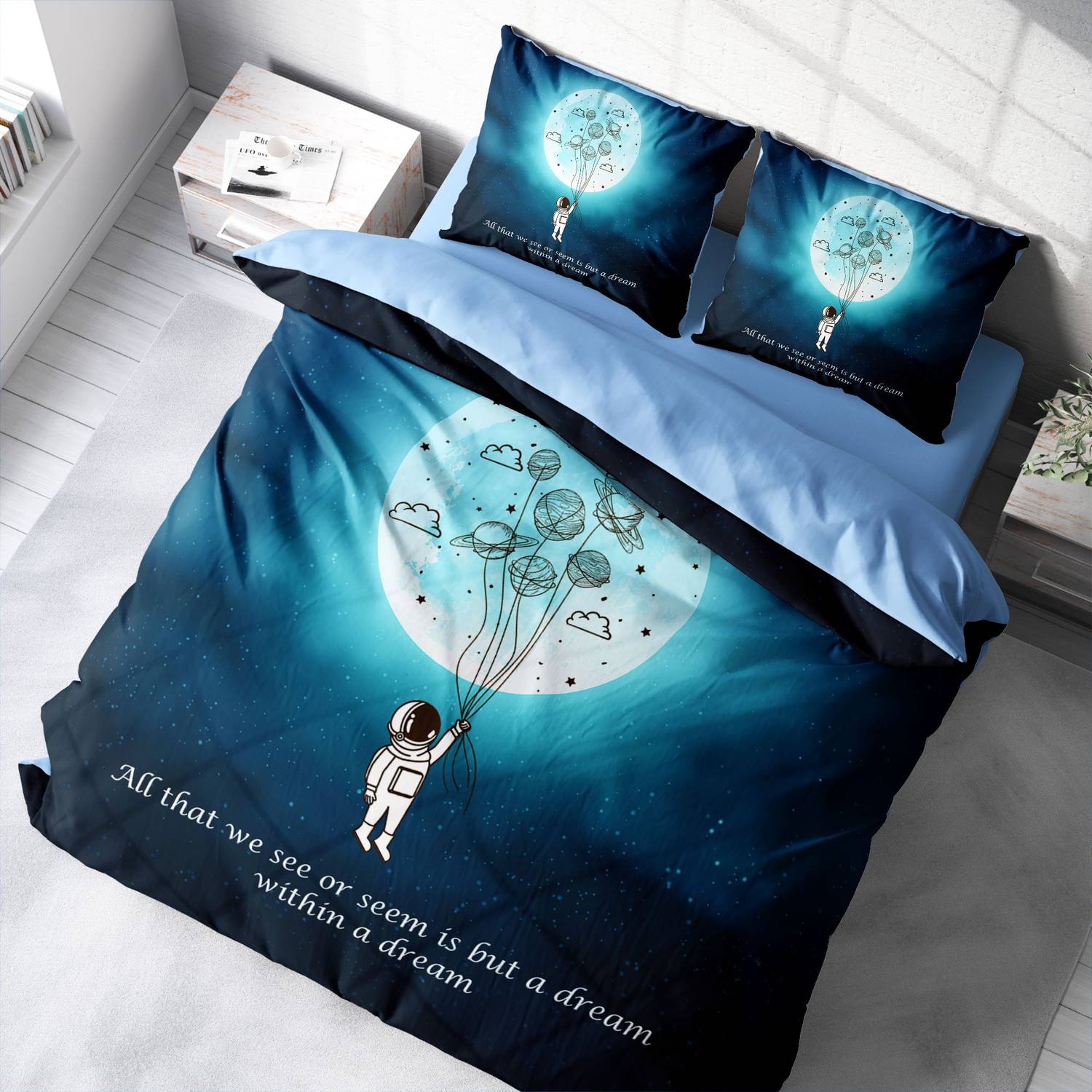 Комплект постельного белья MonoHome Gece Mottom 3D из сатина хлопка на двуспальную кровать 200x220 см, живые цвета и высокое качество ткани