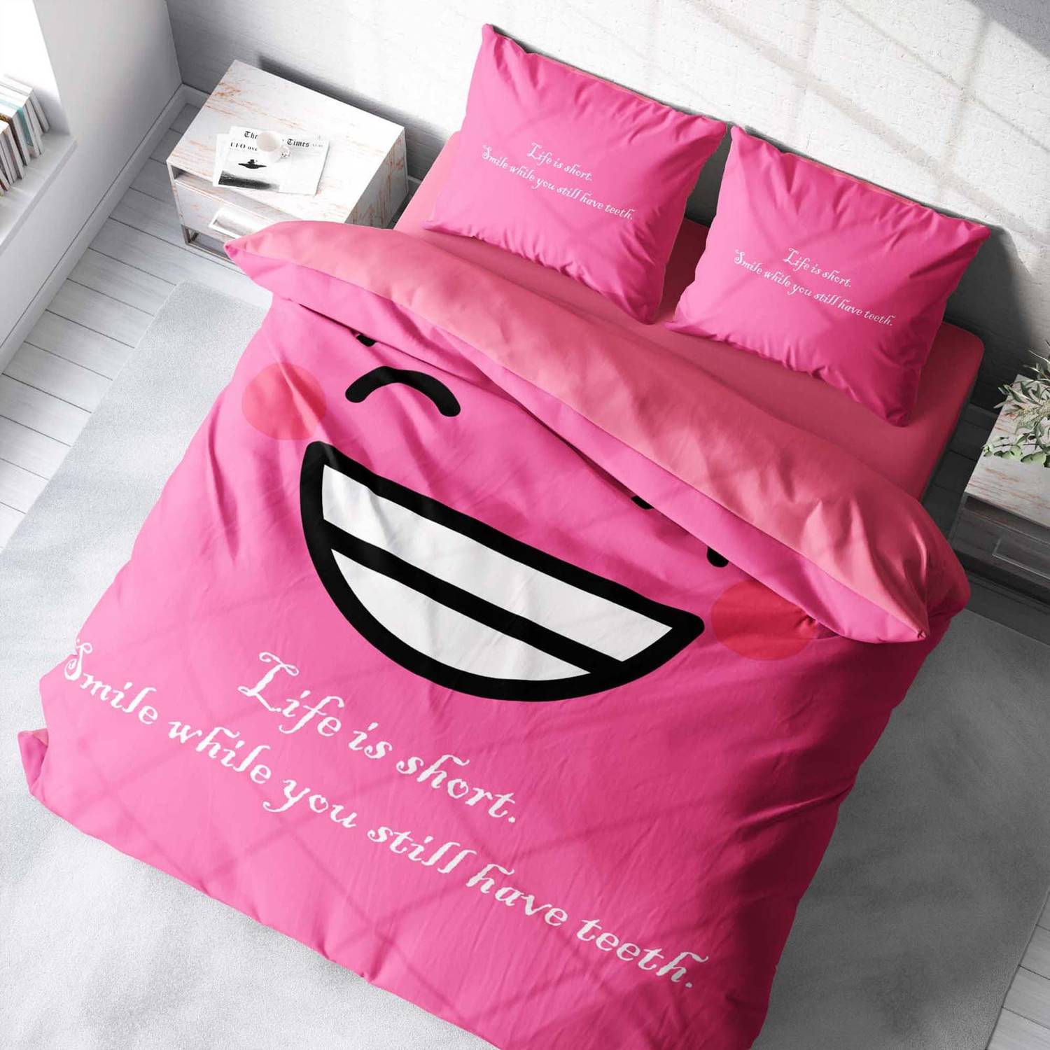MonoHome Smile Mottom 3D Cotton Satin Double Duvet Cover Set