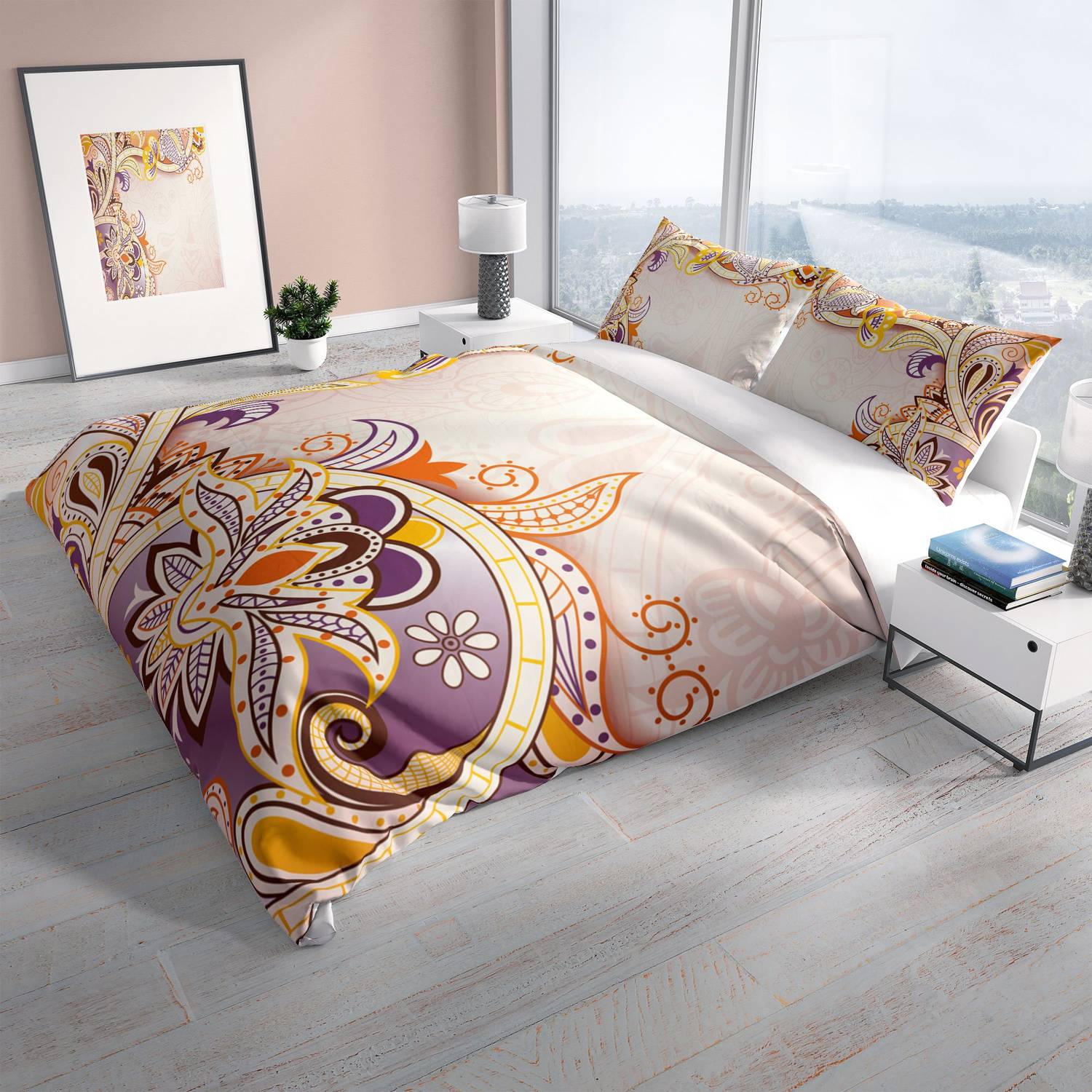 Cattleya Mirage 3D Cotton Satin Double Duvet Cover Set
