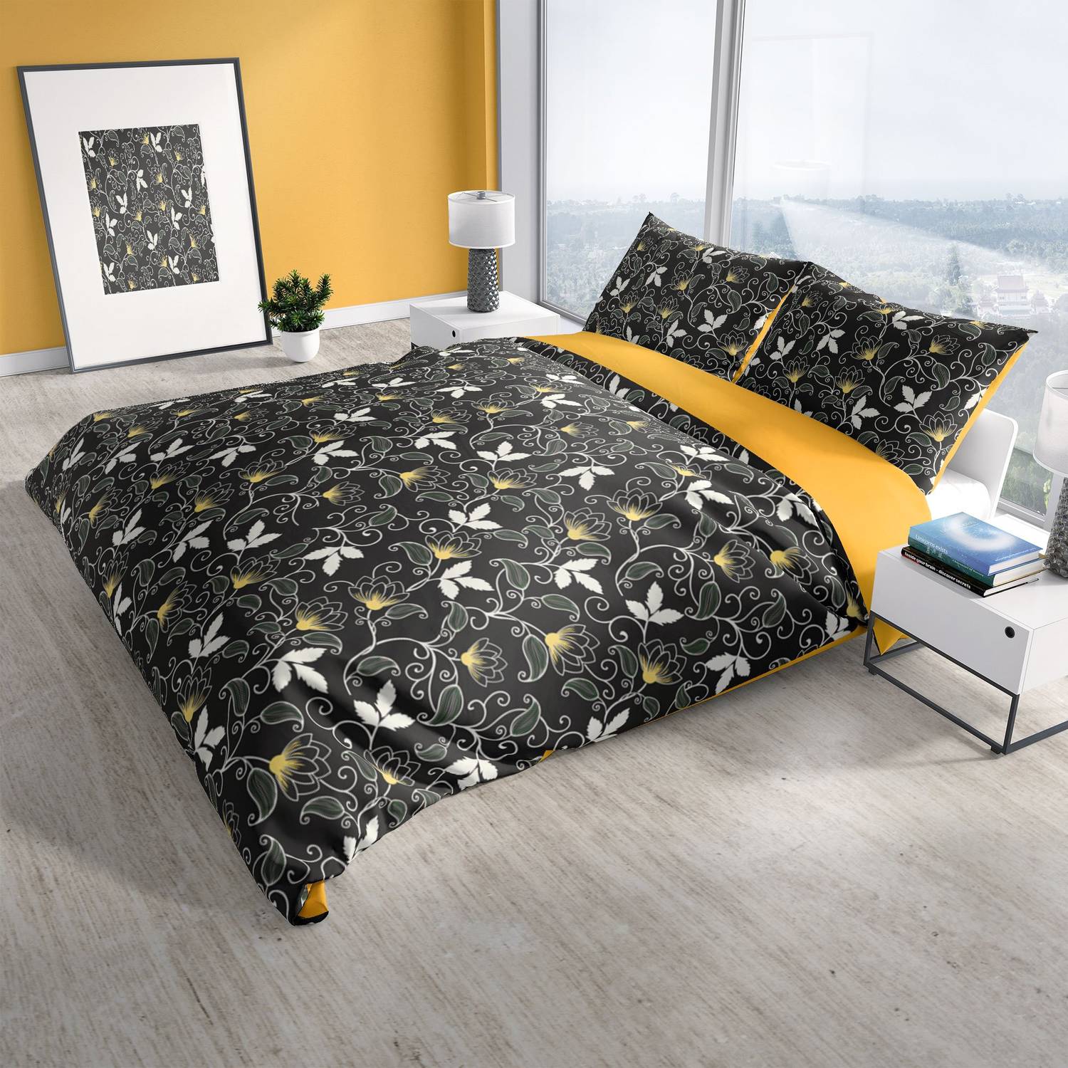 Cattleya Serenity 3D Cotton Satin Double Duvet Cover Set