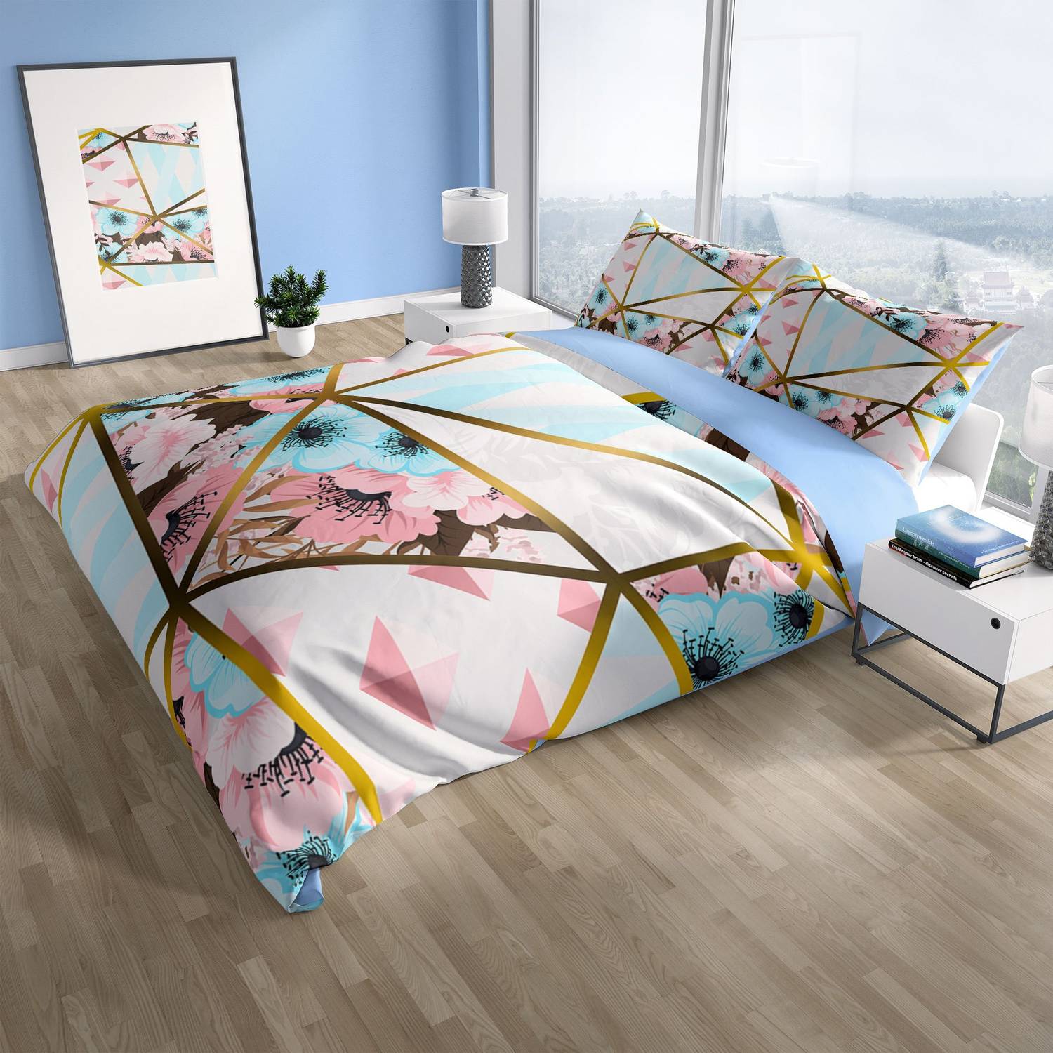 Комплект постельного белья Cattleya GoldLine 3D из хлопкового сатина, двуспальный, 200x220 см, яркие цвета, мягкая структура, воздухопроницаемость