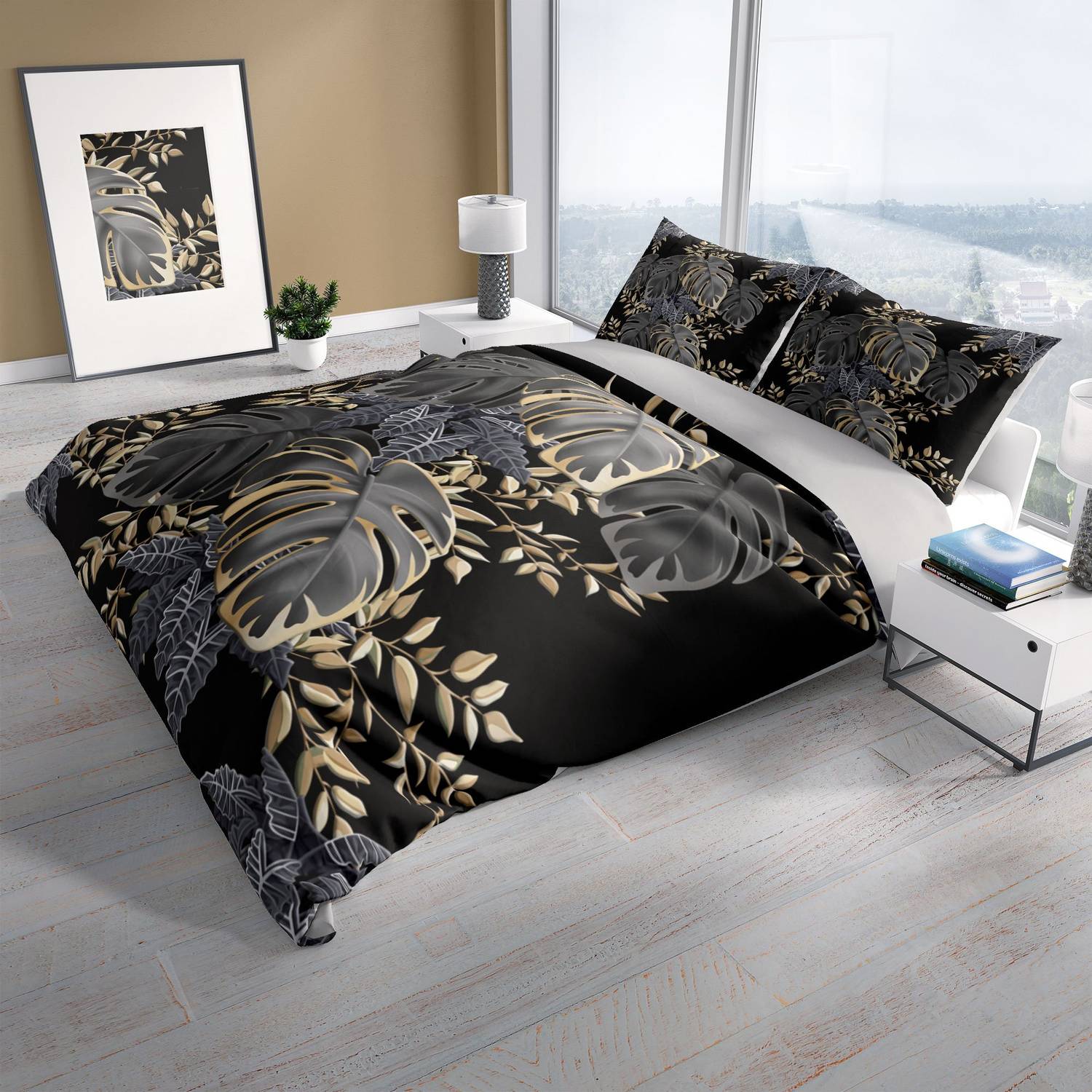 Cattleya Leaf 3D Pamuk Saten Çift Kişilik Nevresim Takımı