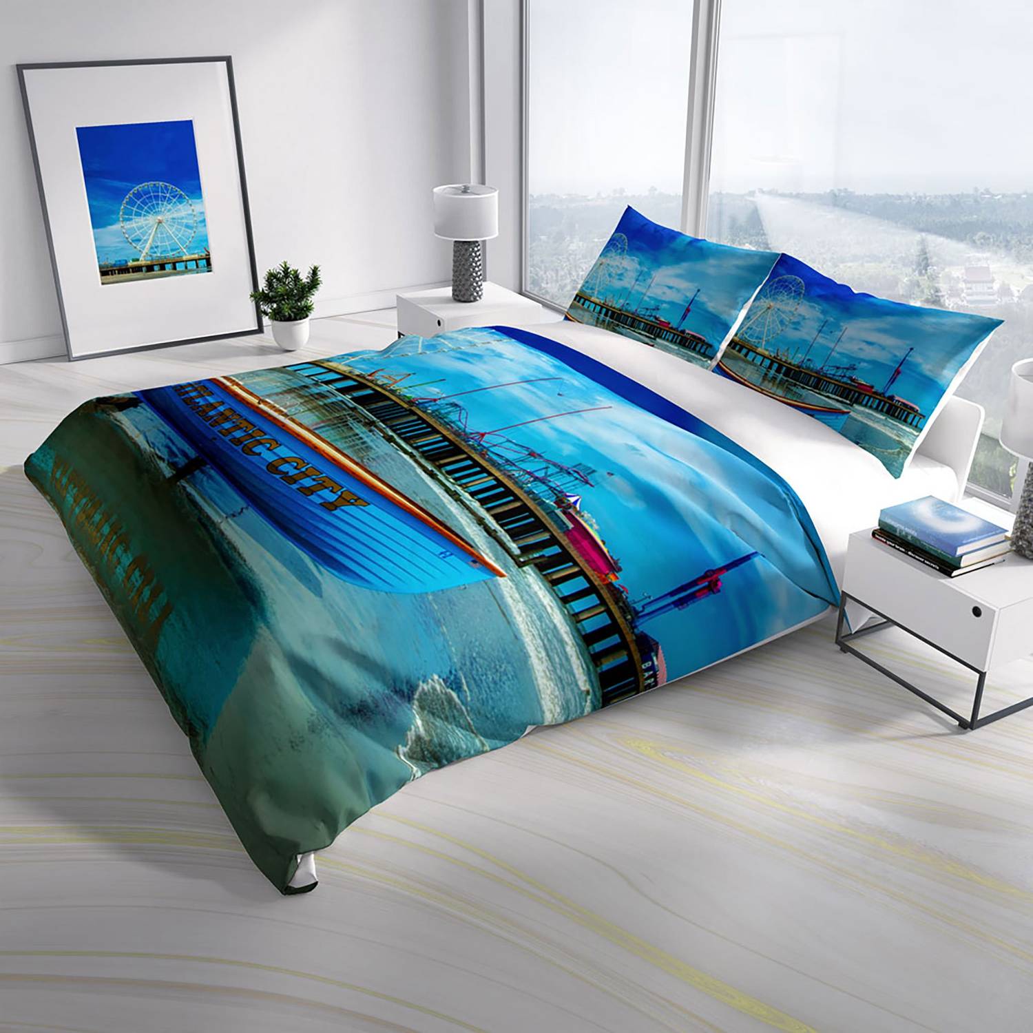 Комплект постельного белья Cattleya Atlanta 3D из сатина на двуспальную кровать 200x220 см, 100% хлопок, яркие цвета, Oxford наволочки 50x70 см