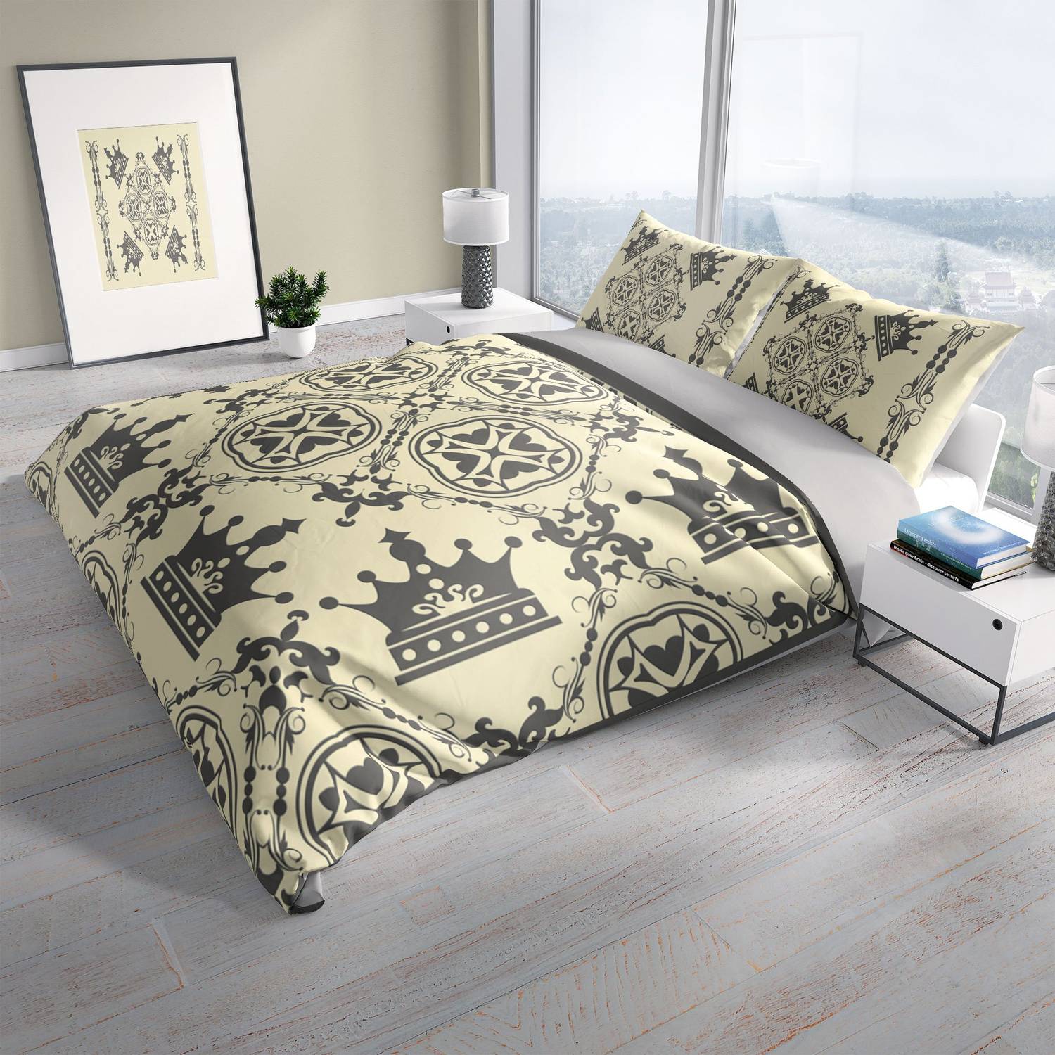 طقم غطاء لحاف مزدوج من الساتان القطني King Royal 3D من PerlaSera