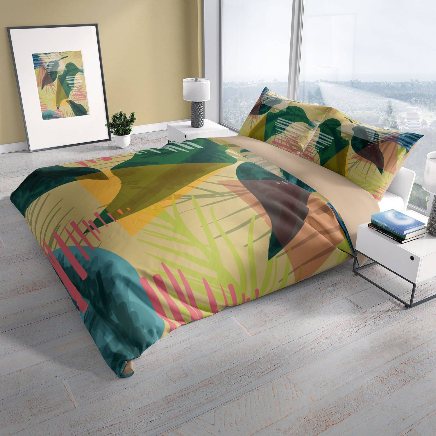 طقم غطاء لحاف مزدوج من الساتان القطني المريح ثلاثي الأبعاد من PerlaSera