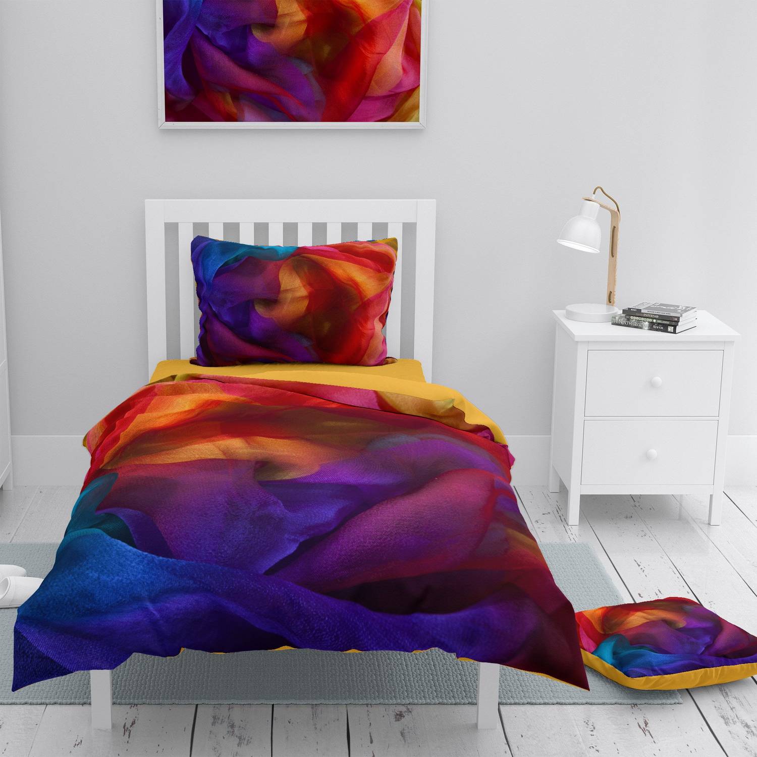 Комплект постельного белья MonoHome Paint 3D, сатин, односпальный, 160x220 см, цифровая печать, яркие цвета, высококачественный хлопок