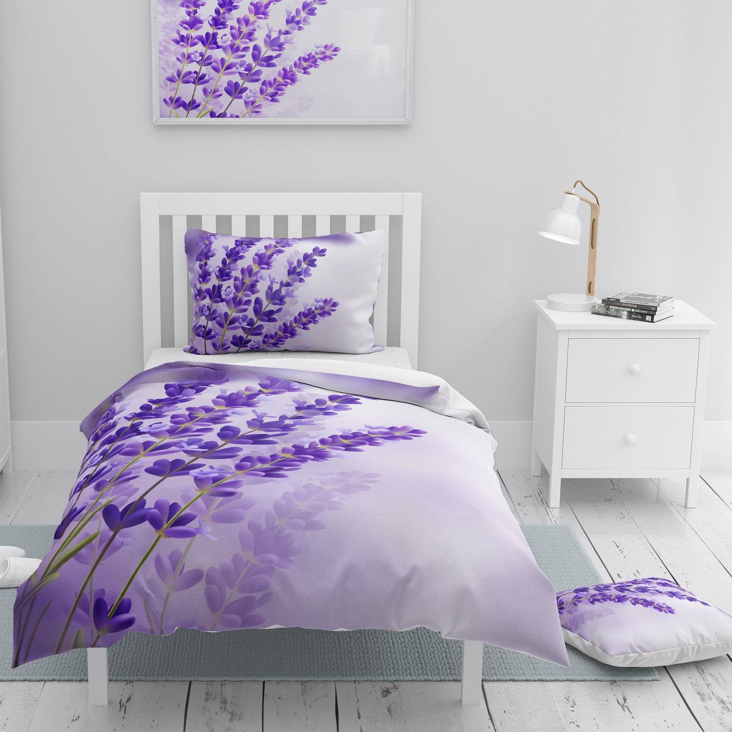 MonoHome Lavander 3D Cotton Satin Single Duvet Cover Set