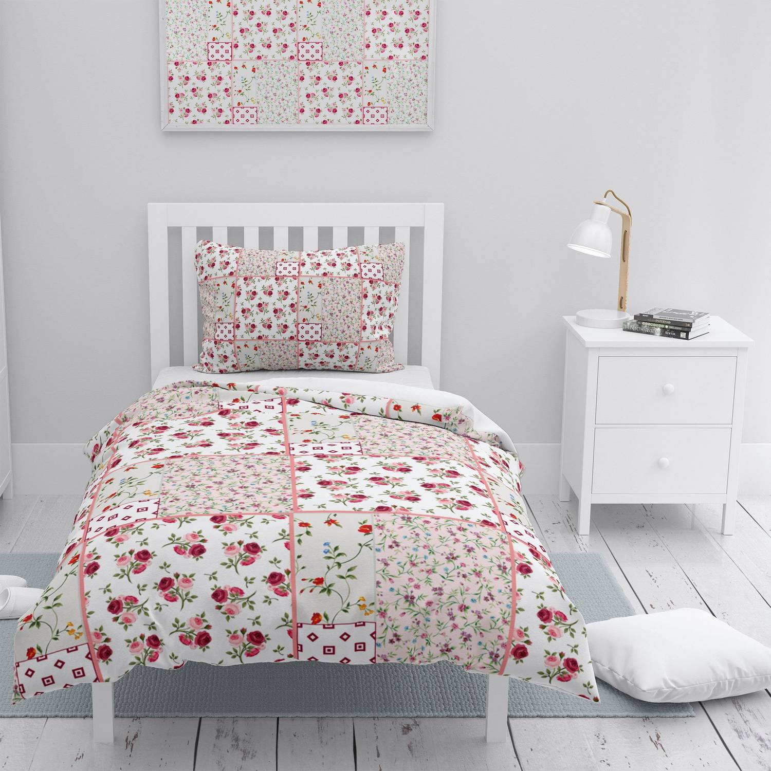 MonoHome Rose Branch 3D Cotton Satin Single Duvet Cover Set