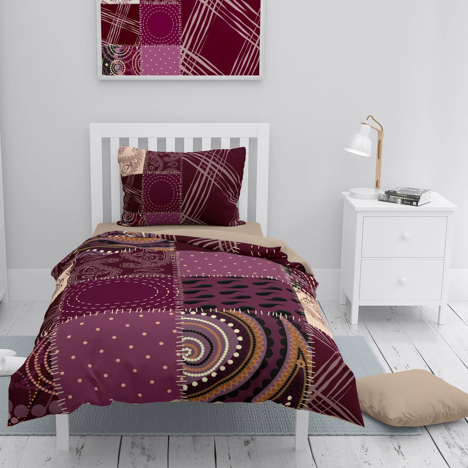 MonoHome Patchwork 3D Pamuk Saten Tek Kişilik Nevresim Takımı