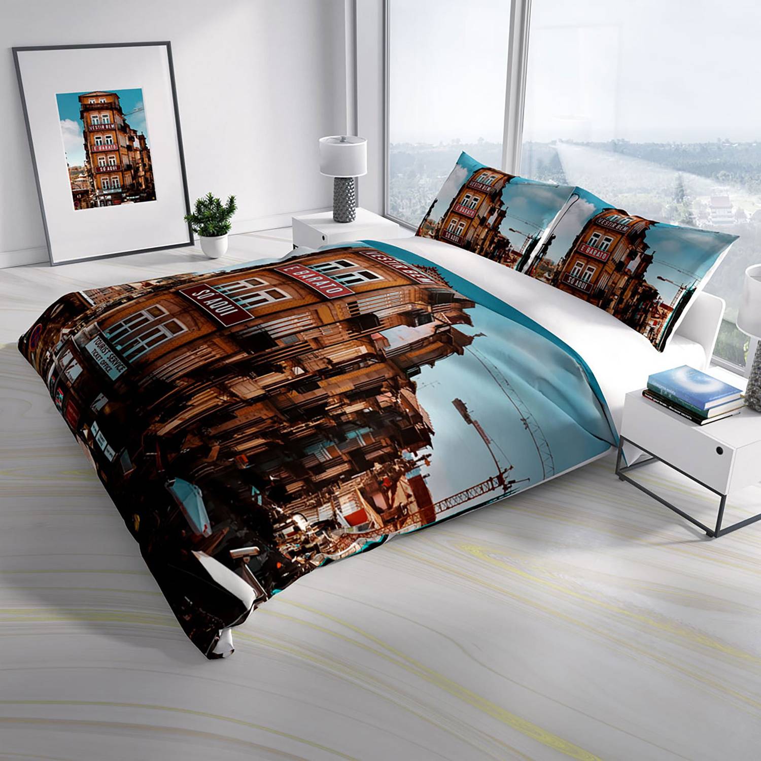 طقم غطاء لحاف مزدوج من الساتان القطني ثلاثي الأبعاد من PerlaSera