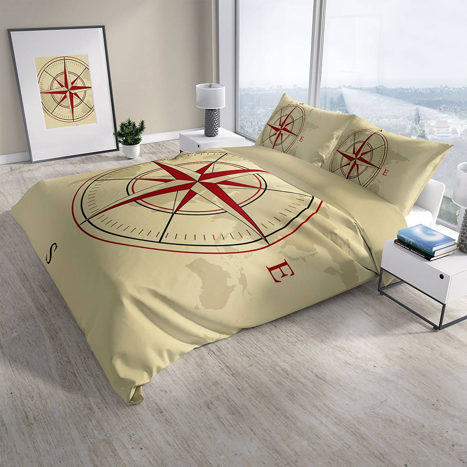 Комплект наволочек PerlaSera Compass 3D из сатина с крашением, 200x220 см, 2 наволочки 50x70 см, яркие цвета, удобный для сна, высокое качество